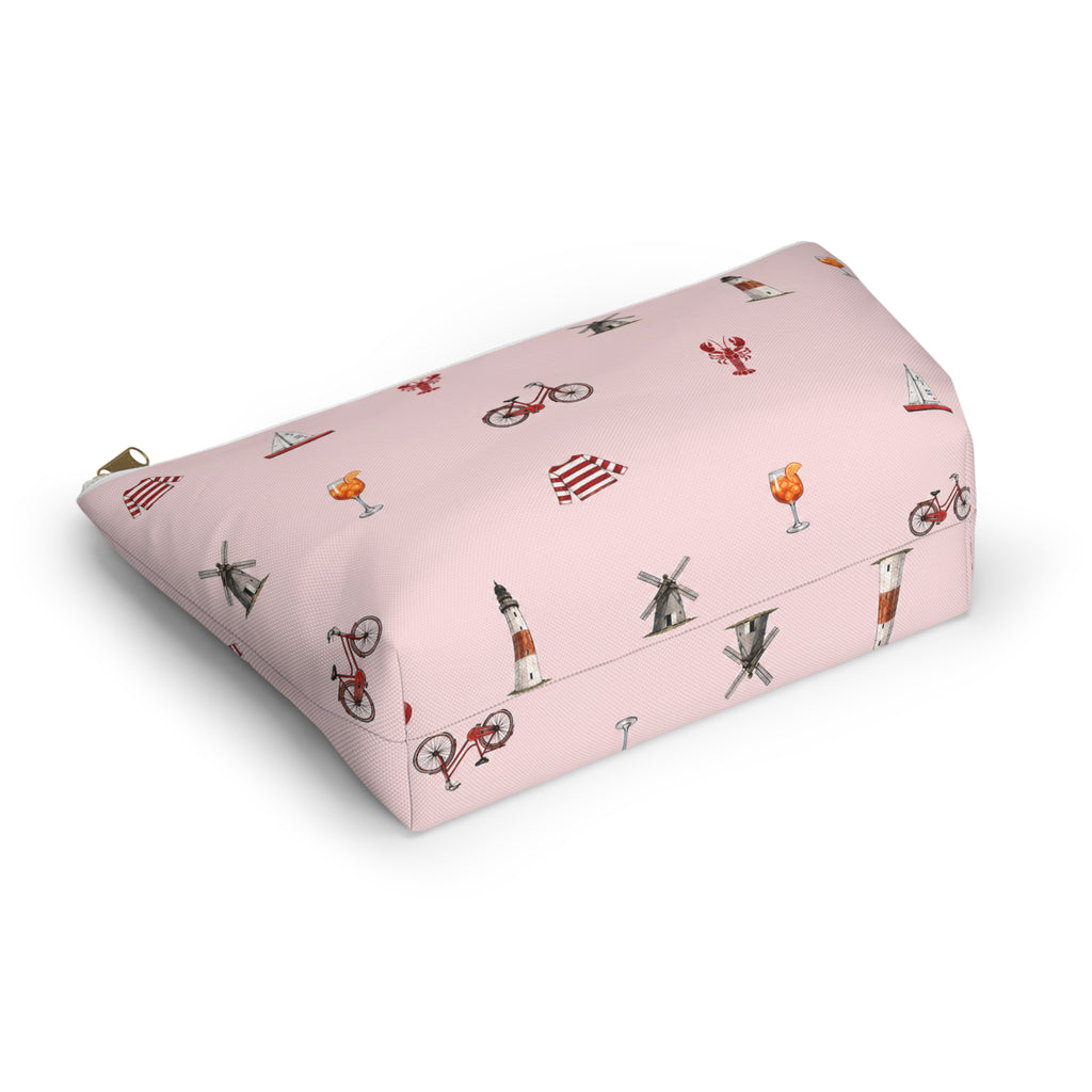 Icons of The Hamptons Large Pink Makeup Bag — T-Bottom Travel Pouch