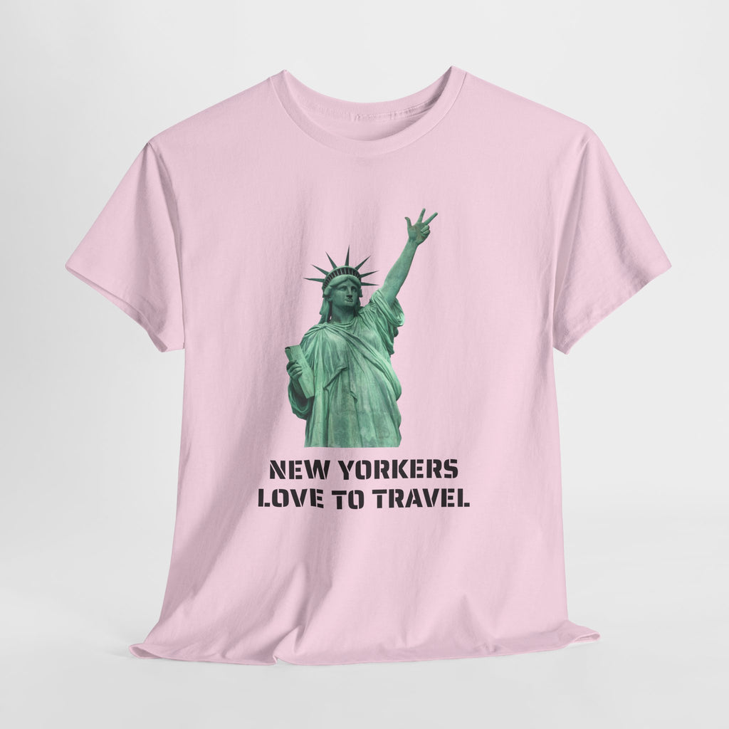 New Yorkers Love To Travel Statue of Liberty Three Points T-Shirt | NYC Jalen Brunson Basketball 3 Point Shot Tee