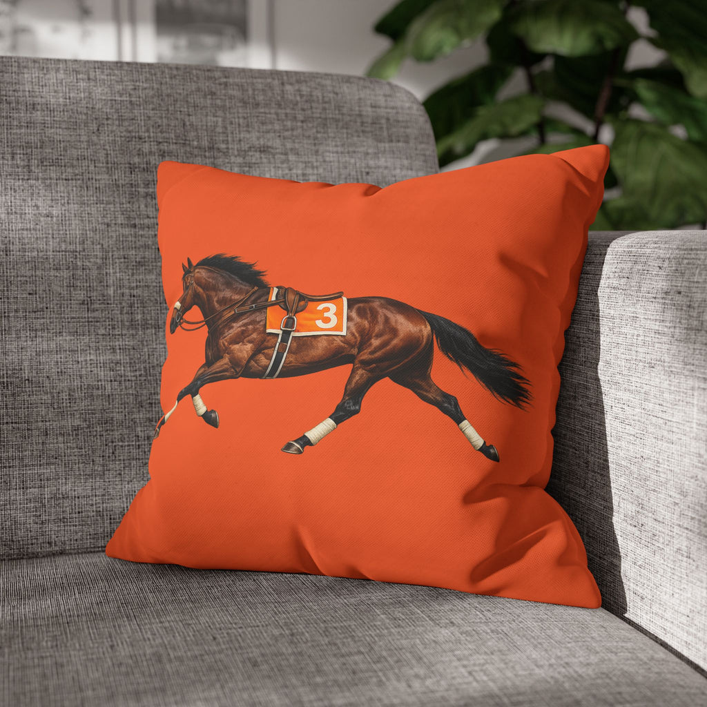 Ozone Park Horse Racing Square 16" x 16" Pillowcase – Throw Pillow Cover (Pillow Not Included)