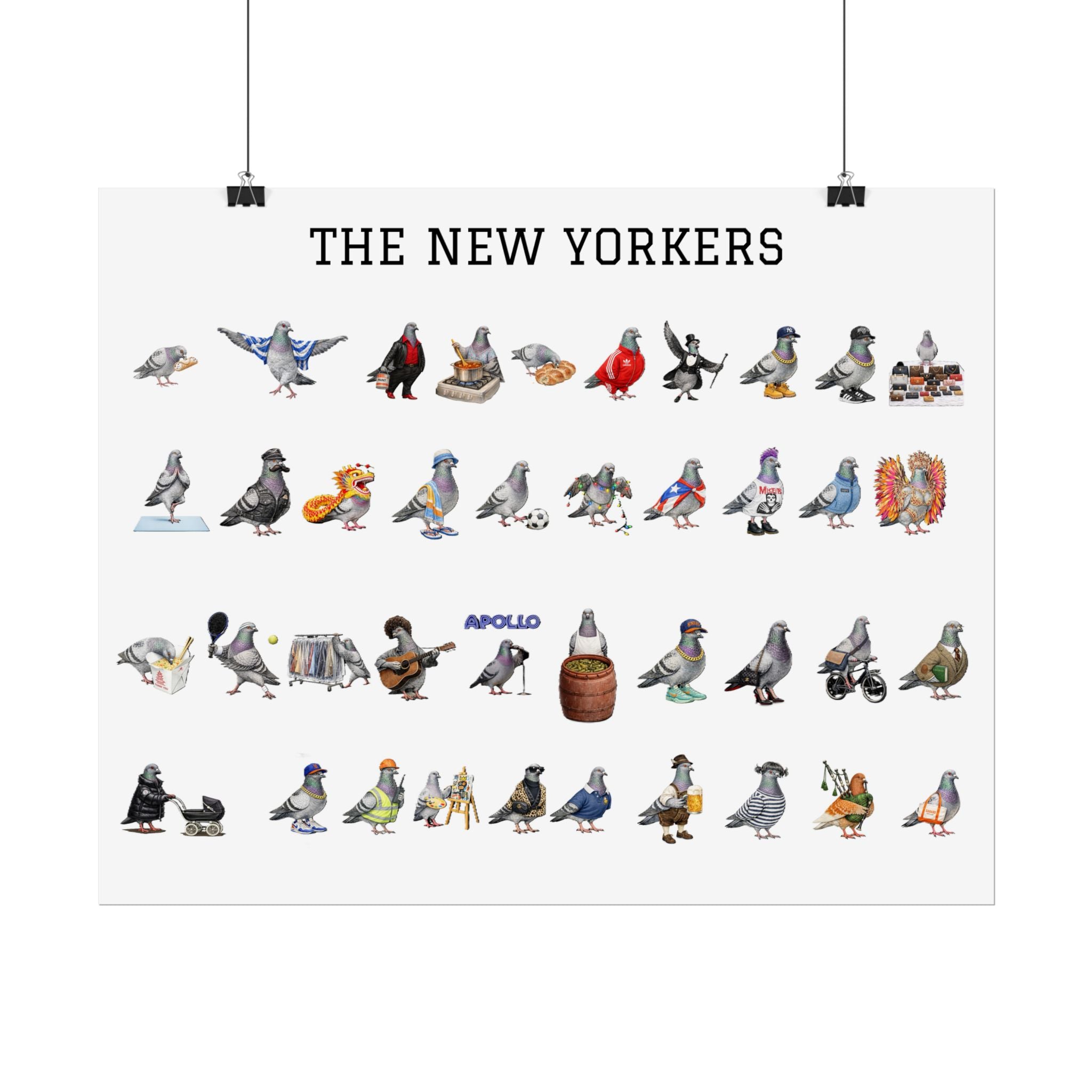 The New Yorkers Neighborhood Pigeons Rolled Poster | NYC Pigeon Gift for Bird Lovers
