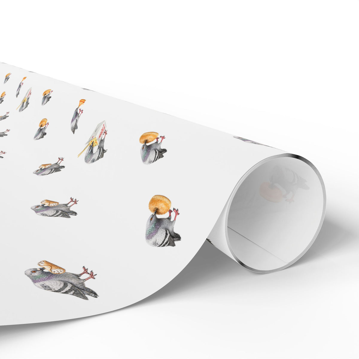 Foodie NYC Pigeons Pattern Gift Wrap Paper | New York Food Influencer Bird Lover Wrapping Paper Roll