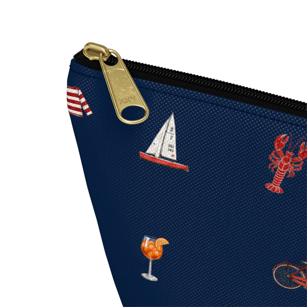 Icons of The Hamptons Navy Blue Pouch — T-Bottom Makeup & Travel Organizer