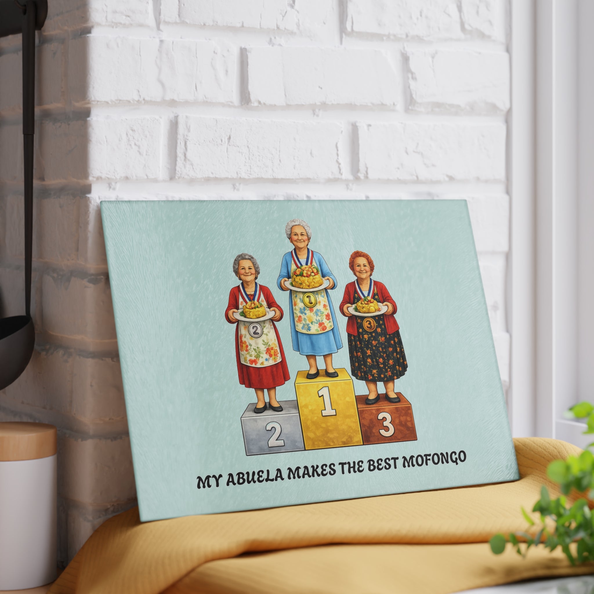 My Abuela Makes The Best Mofongo Glass Cutting Board | Abuela Mofongo Competition Kitchen Decor