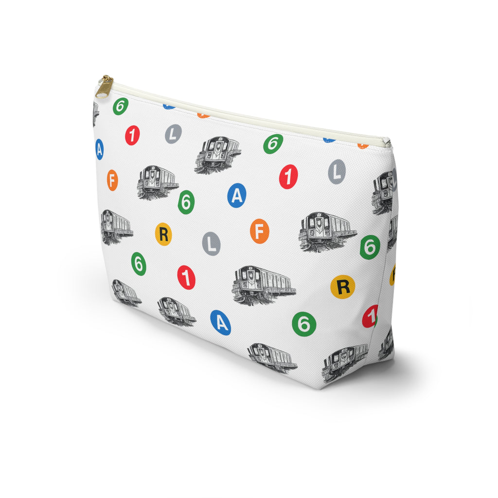 New York Subway Train Transit Icons Large Accessory Pouch — T-Bottom Makeup Bag