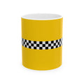 Taza de cerámica NYC Checkered Taxi Cab | Taza de cerámica amarilla New York Checker