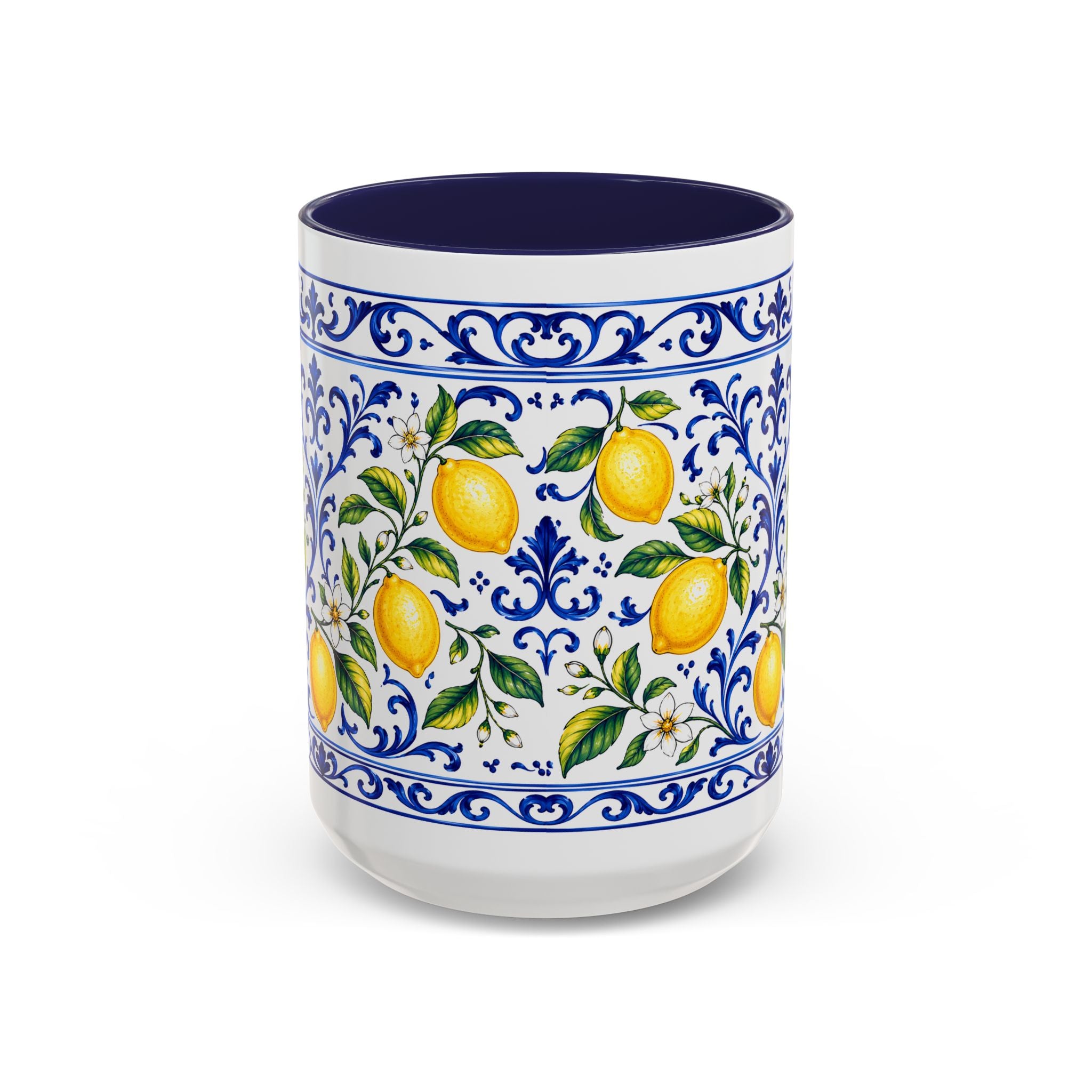 Little Italy Amalfi Blue with Lemon Mug — Blue Ceramic Kitchen Mug (11oz)