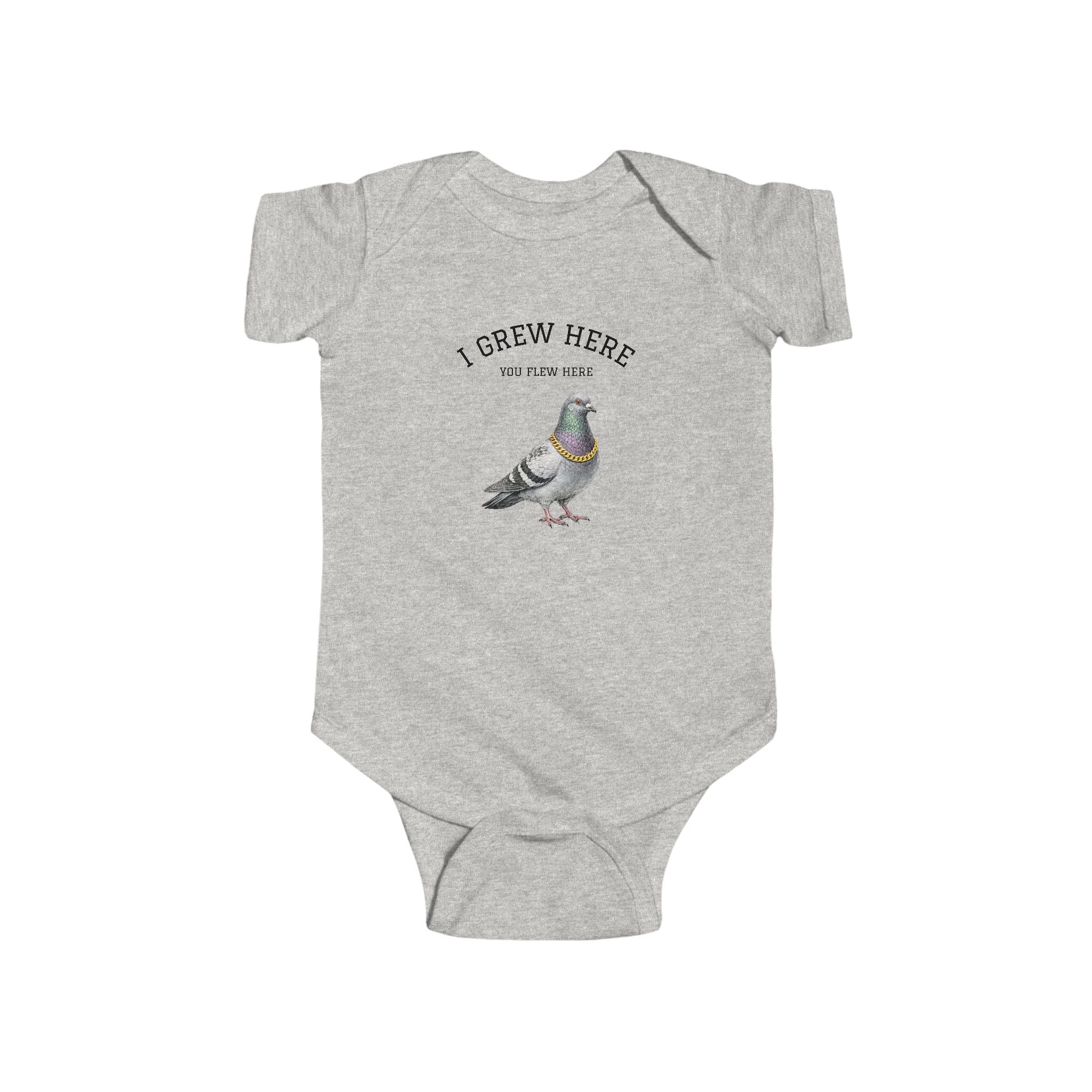 NYC Pigeon Baby Bodysuit | I Grew Here You Flew Here baby onesie