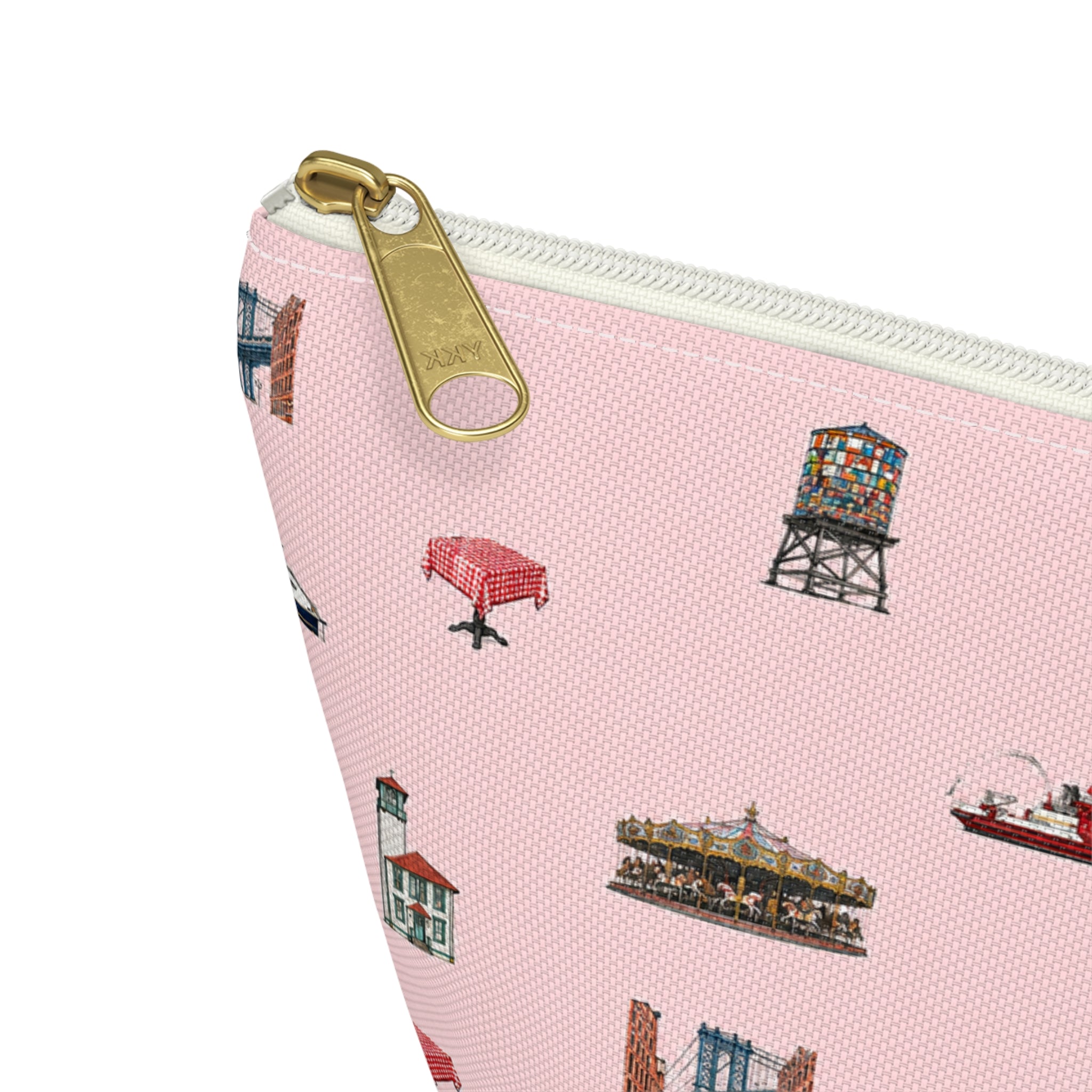 Icons of DUMBO Pink Accessory Pouch — T-Bottom Makeup Bag