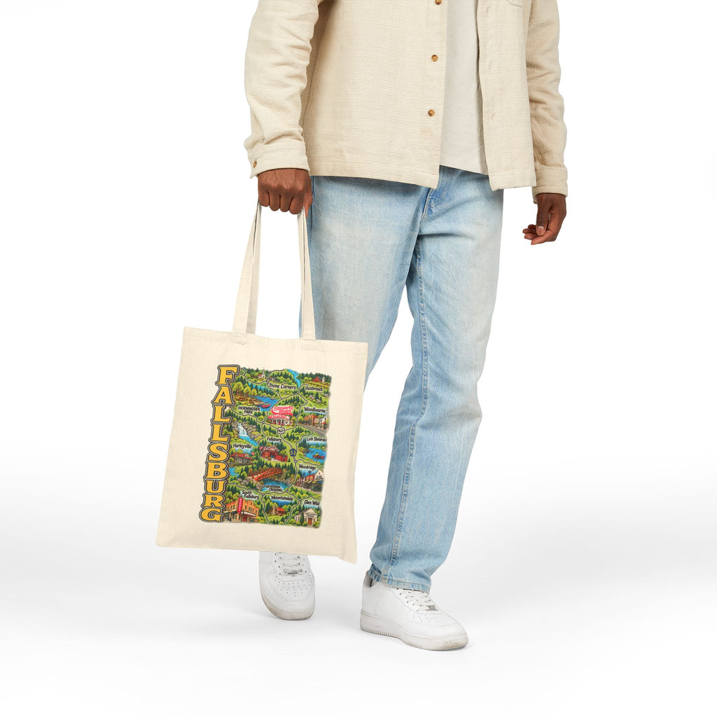 Fallsburg Map, Catskills Upstate New York Cotton Canvas Tote Bag
