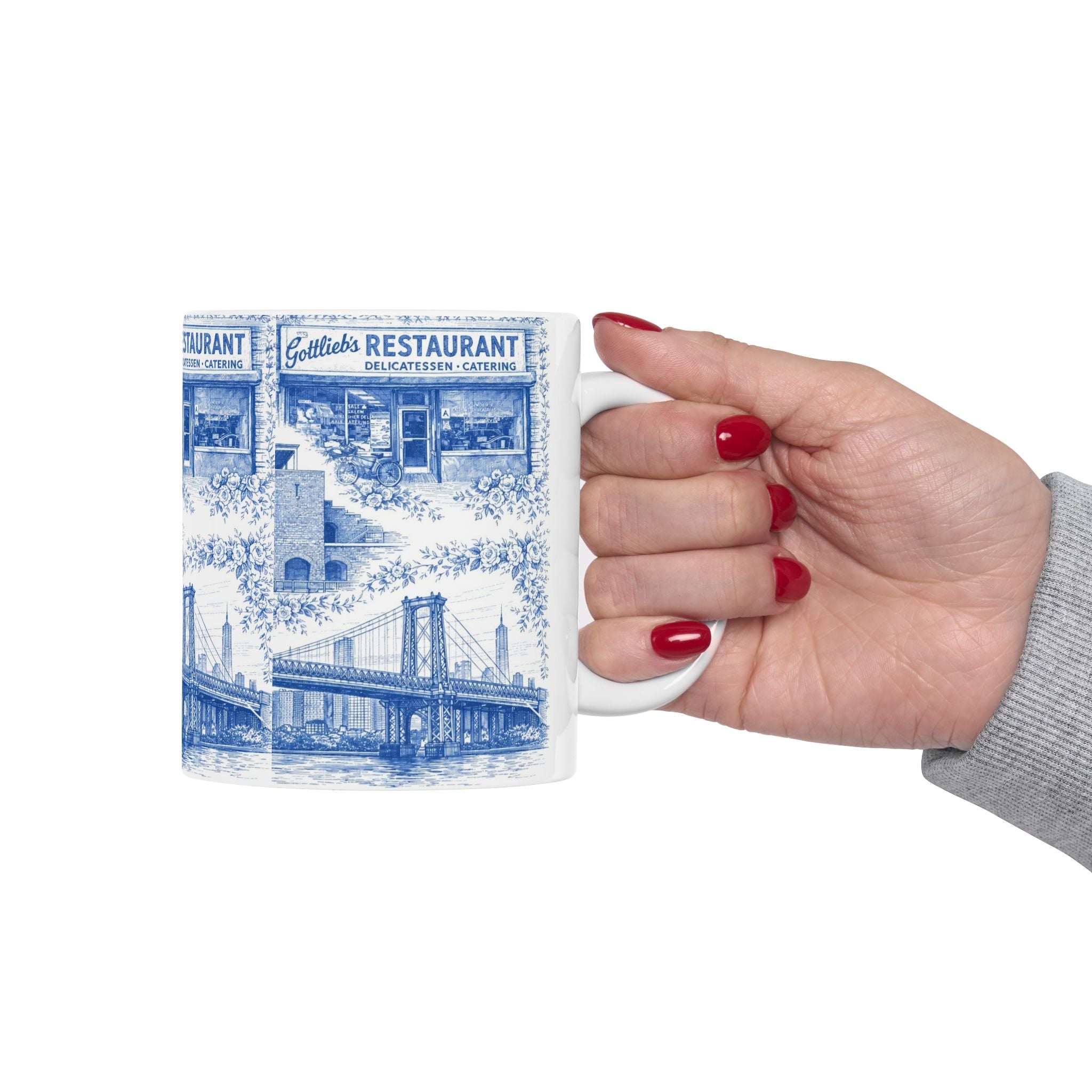 Williamsburg Blue and White Toile de Jouy Mug | Brooklyn Chinoiserie Ceramic Mug