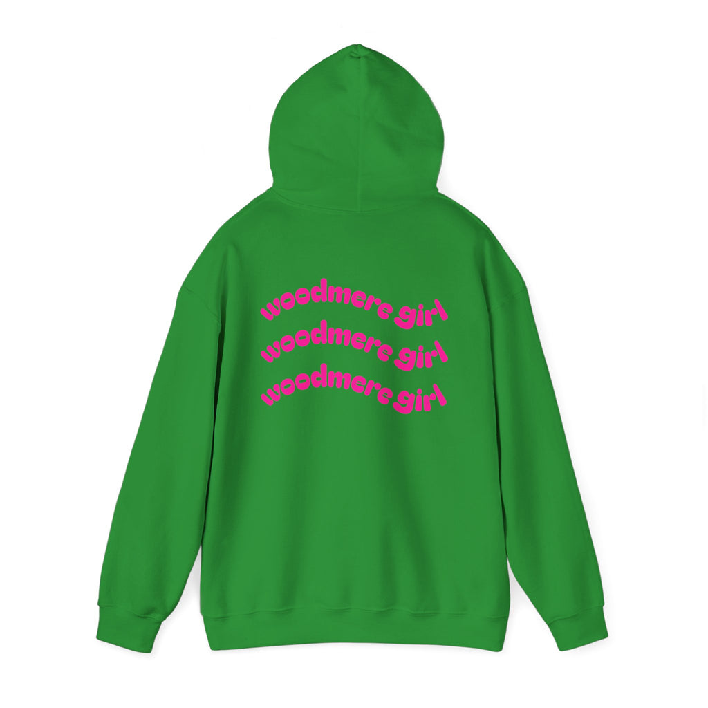 Woodmere Girl Hoodie – Retro Pink Wave Back Print Hooded Sweatshirt