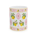 Little Italy Amalfi Pink with Lemon 3 Mug — Italian Mediterranean Pattern Coffee Cup (11oz)