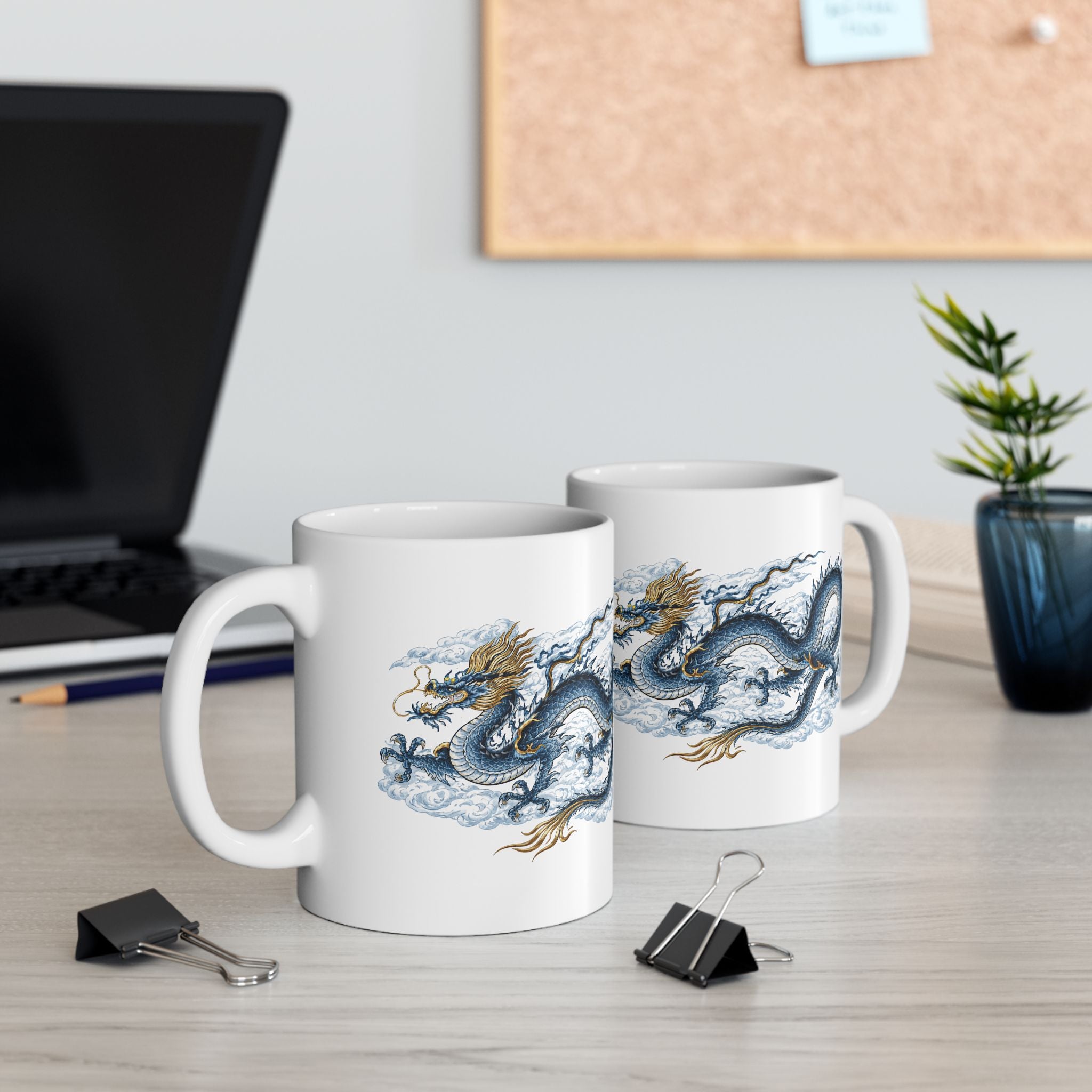 Chinatown NYC Dragon Ceramic Mug — Chinese Mythology Coffee Cup 11oz