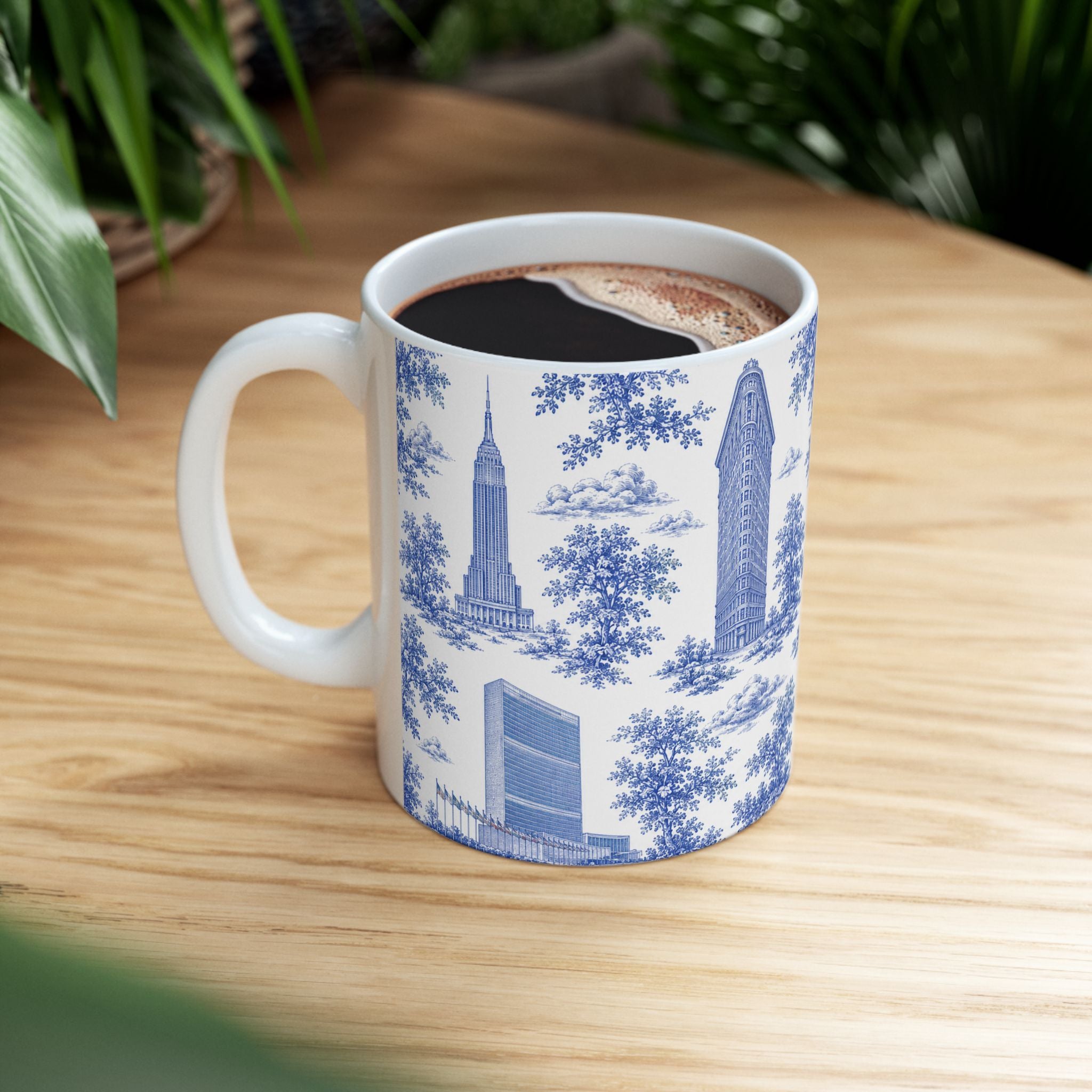 Manhattan Blue Toile de Jouy Mug | New York City Chinoiserie Ceramic Mug