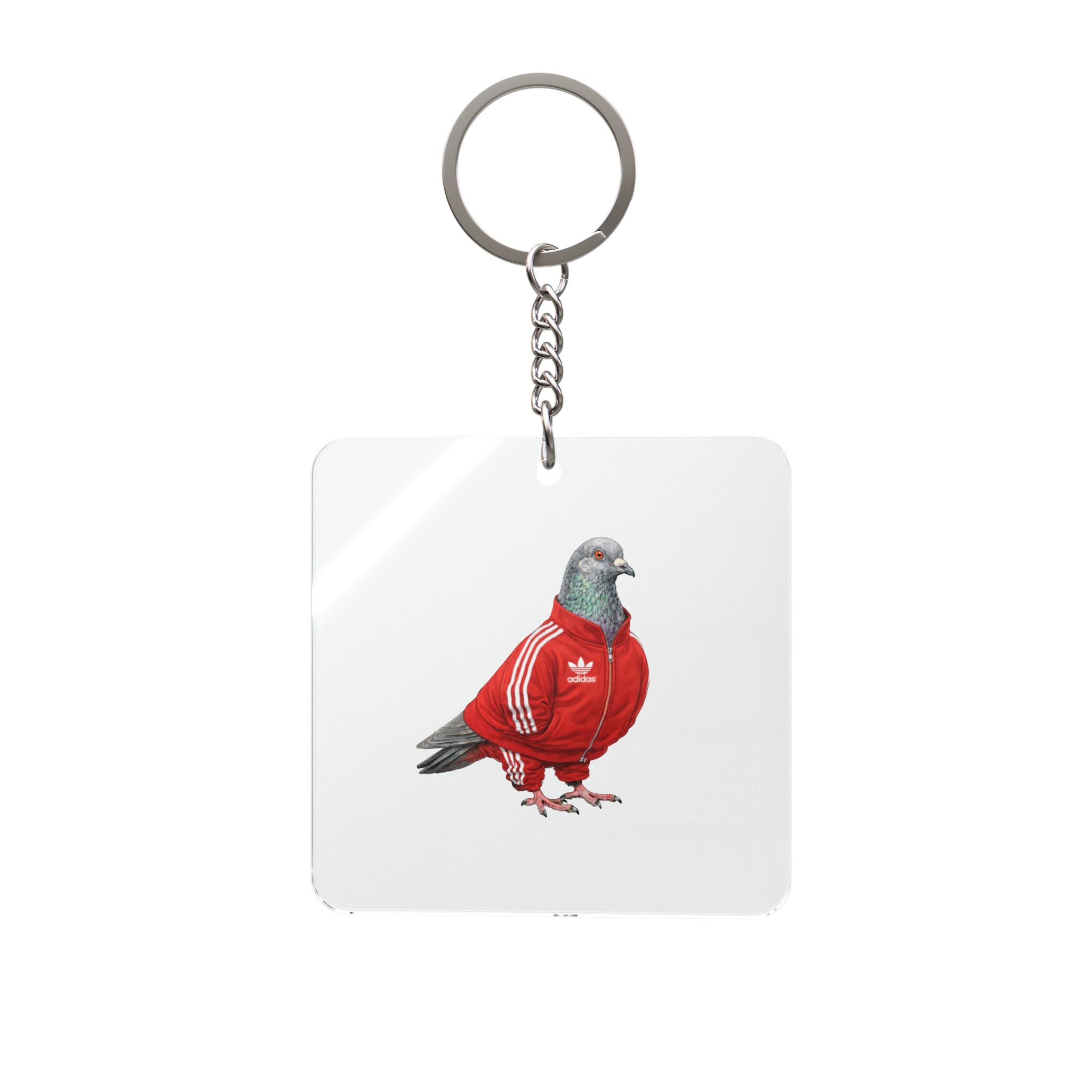 Cusomizable Brighton Beach NYC Pigeon Square Keychain | Brooklyn Track Suit Bird Lovers Keyring