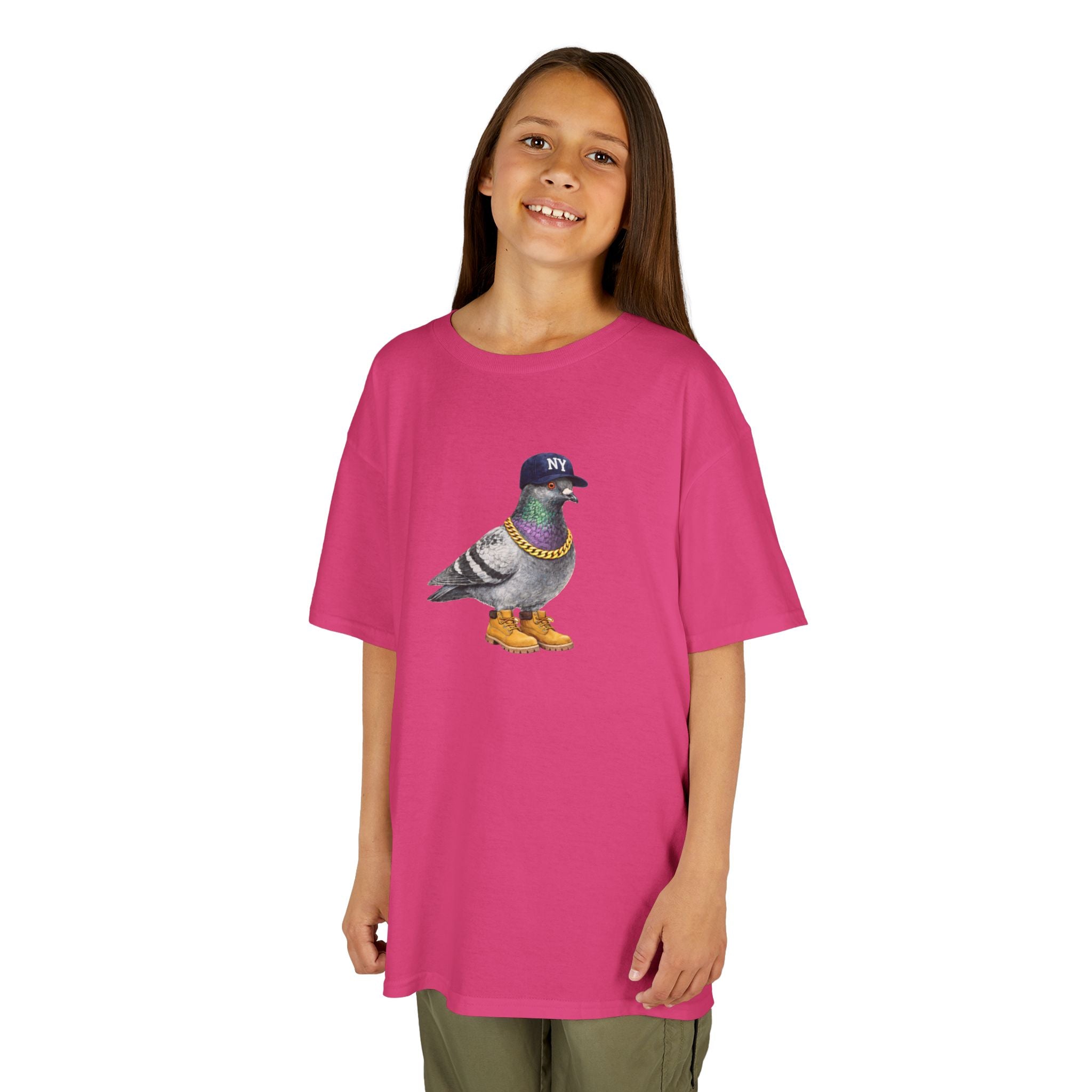 Camiseta infantil personalizable con paloma del Bronx de Nueva York — Camiseta con simpático pájaro aficionado al béisbol para niños