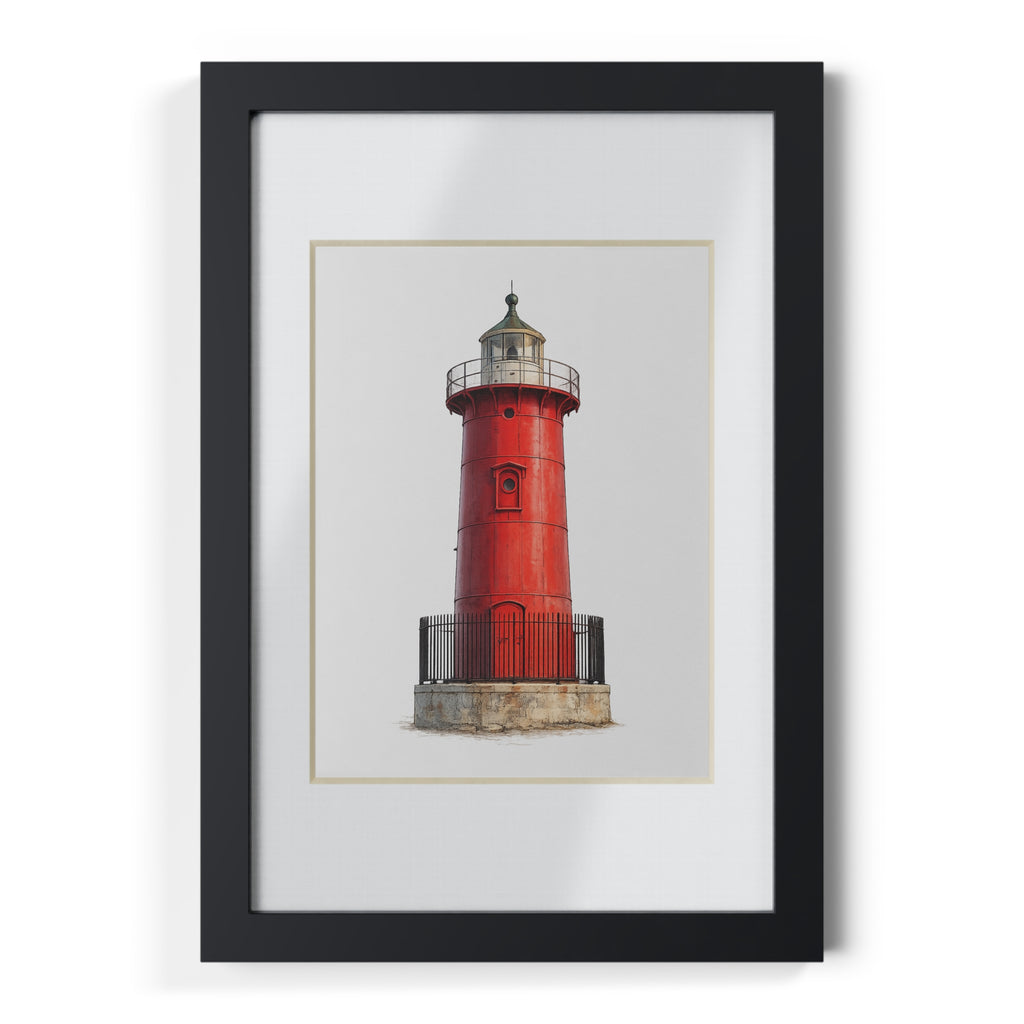 Washington Heights Little Red Lighthouse Sketch | Drawing in Black Frame