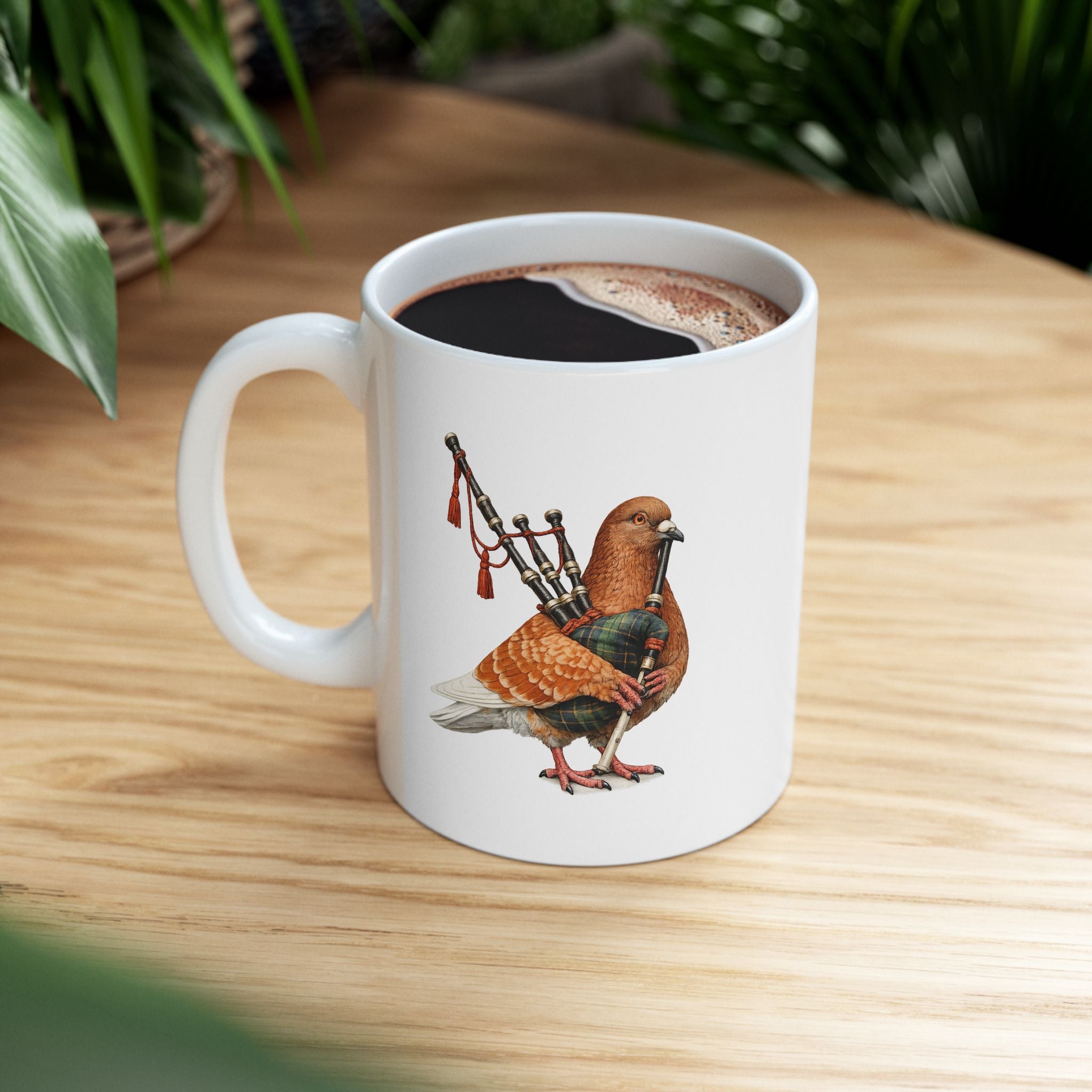 Customizable Woodlawn NYC Pigeon Mug | NYC Redhead Pigeon Irish Bagpipes Bird Lovers Ceramic Coffee Cup