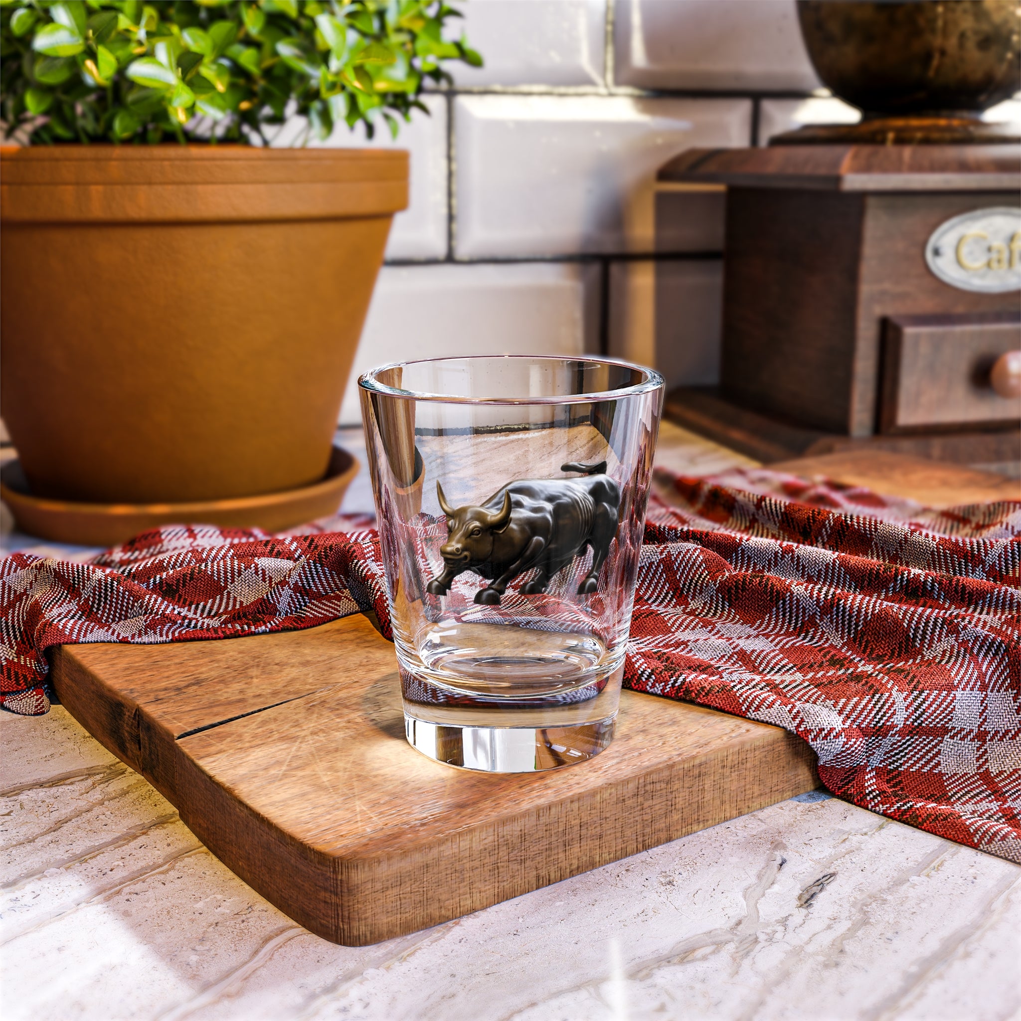 NYC Charging Bull Shot Glass | 1.5oz Wall Street Glass Shooter