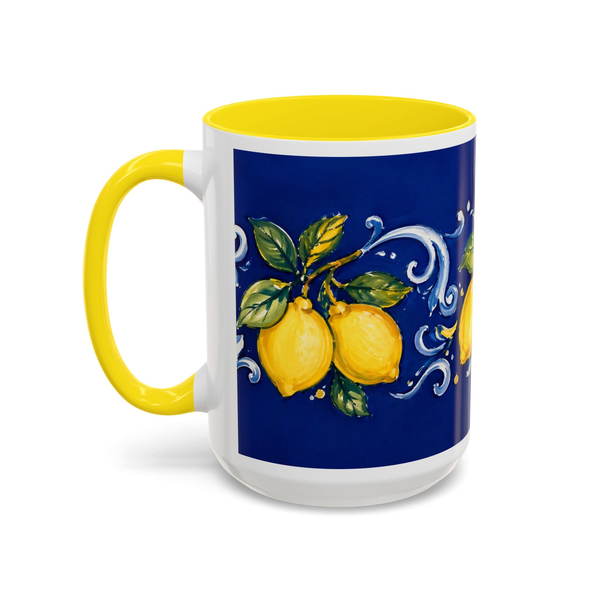 Little Italy Amalfi Blue with Lemon Mug — Blue Ceramic Kitchen Mug (11oz)