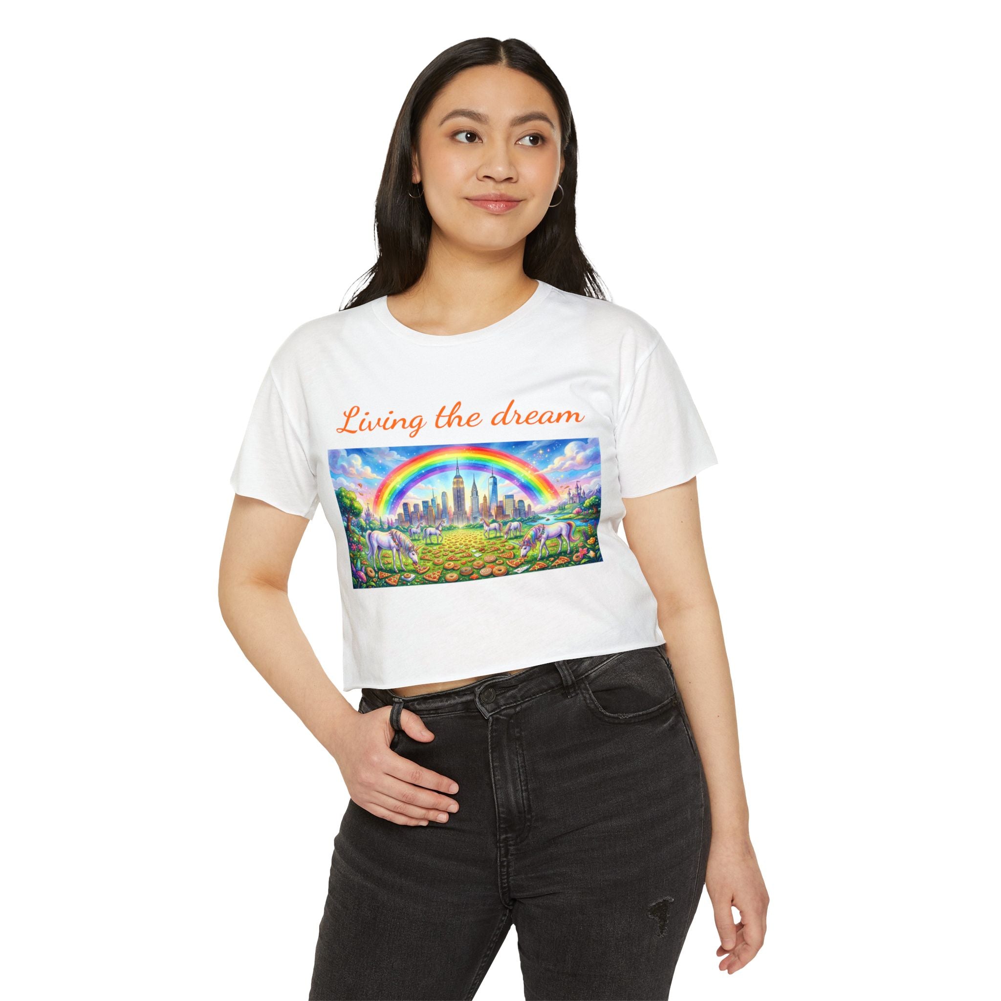 NYC Living The Dream Crop Top Tee | New York Is a Fairy Tale Tee T-shirt