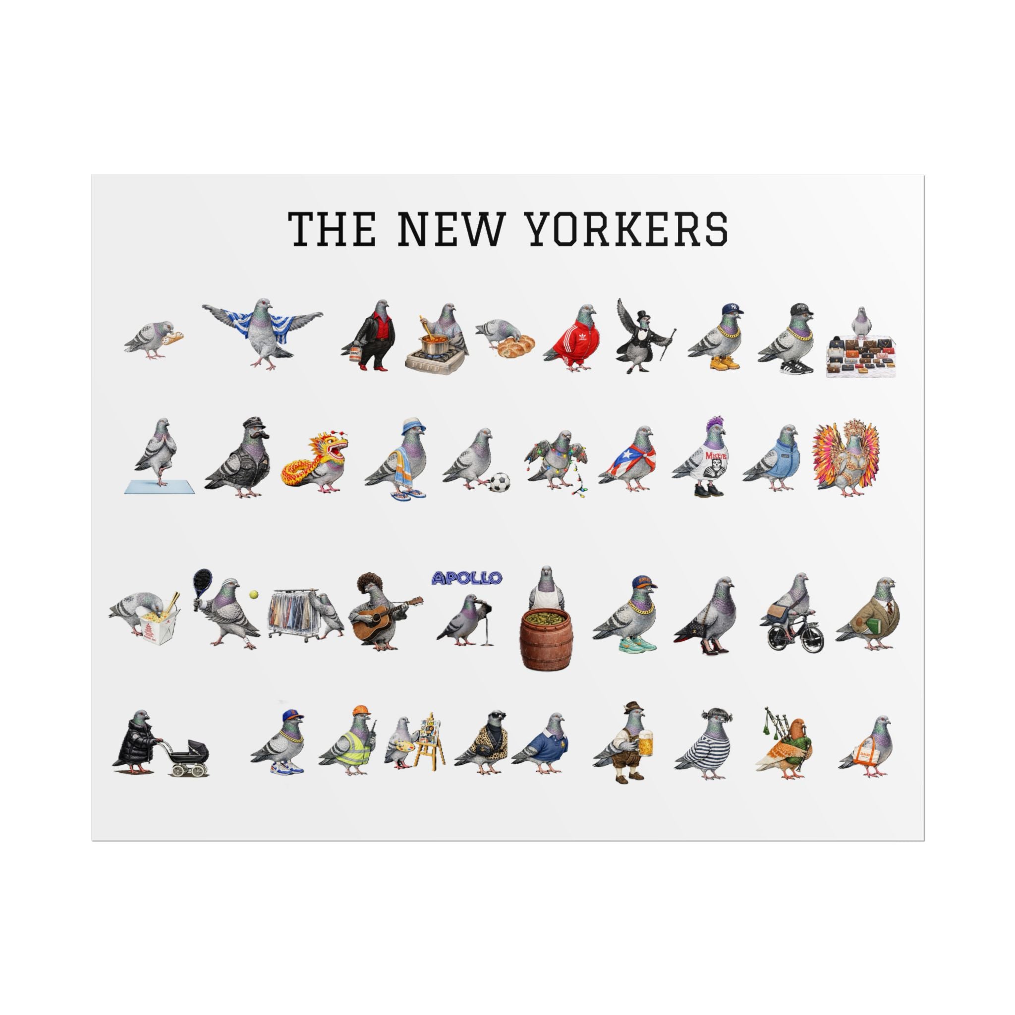 The New Yorkers Neighborhood Pigeons Rolled Poster | NYC Pigeon Gift for Bird Lovers