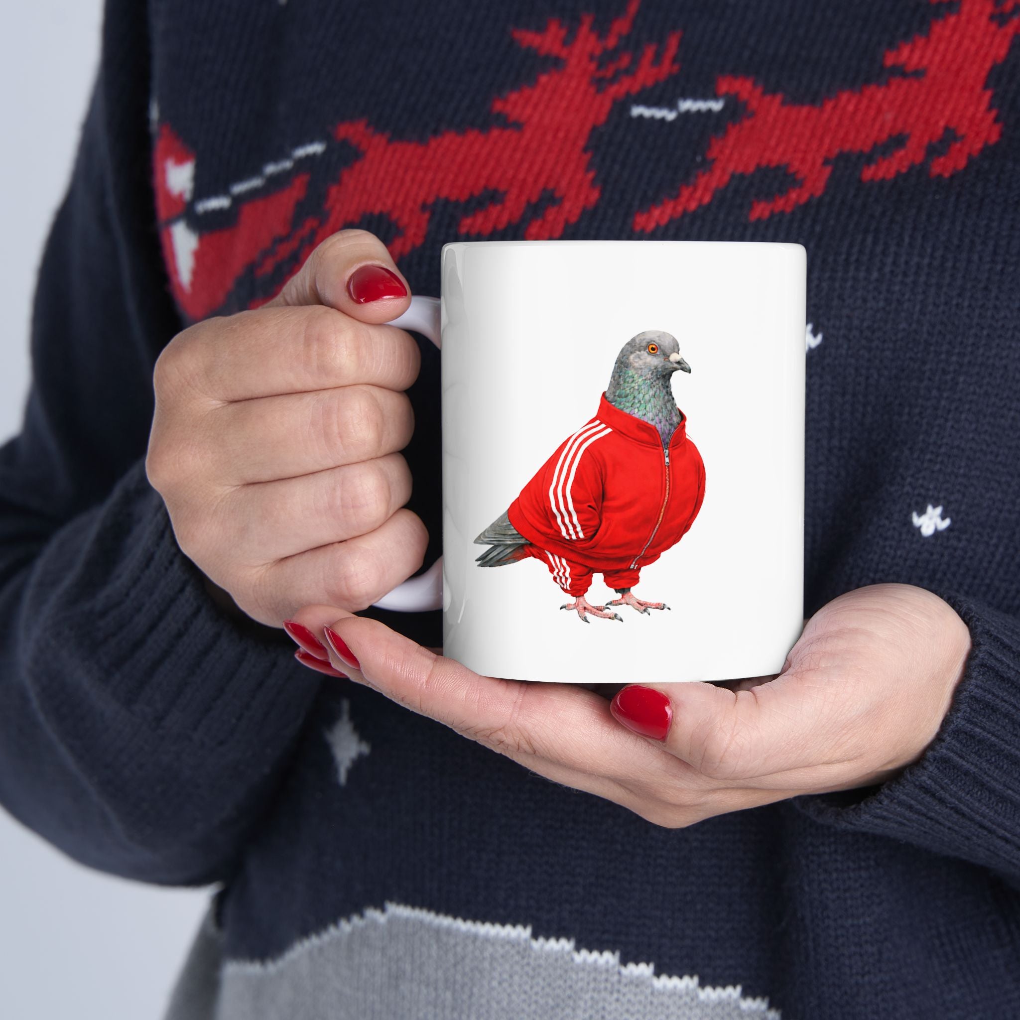 Taza personalizable con paloma de Brighton Beach NYC | Taza de café de cerámica para amantes de las aves con chándal de Nueva York Brooklyn