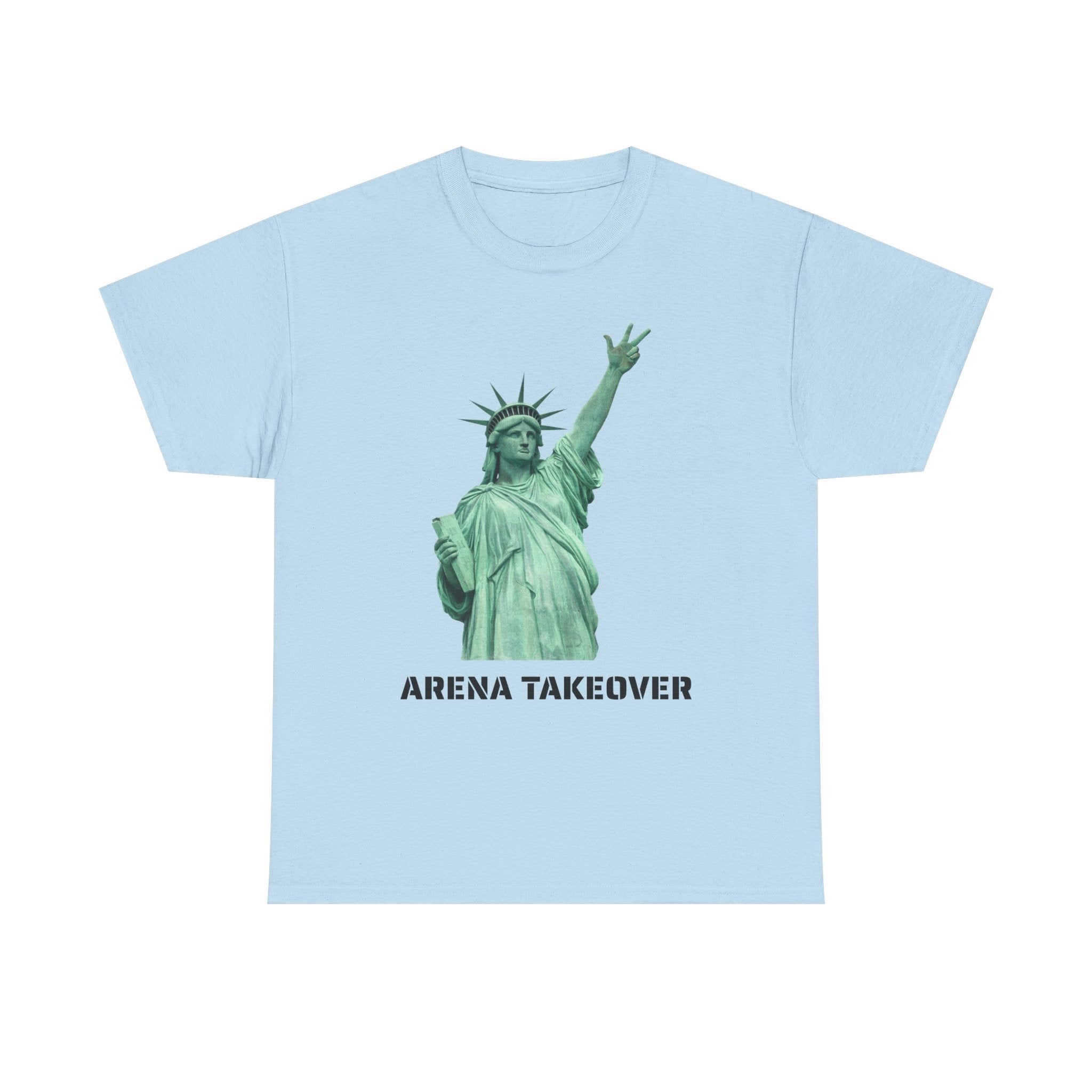 Arena Takeover Statue of Liberty Three Points T-Shirt | NYC Jalen Brunson Basketball 3 Point Shot Tee