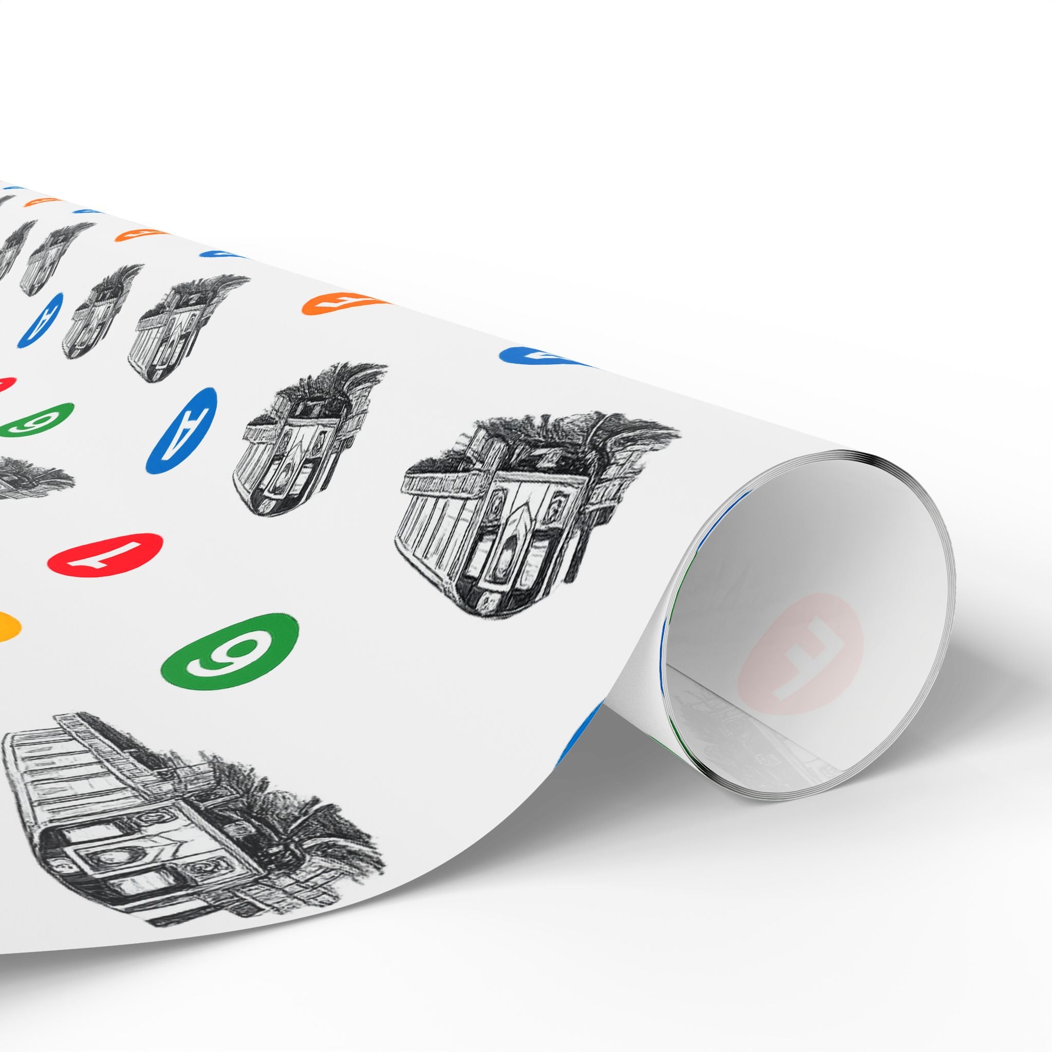 Subway Train & Transit Icons Gift Wrap Papers | NYC Metro Subway Pattern Wrapping Paper