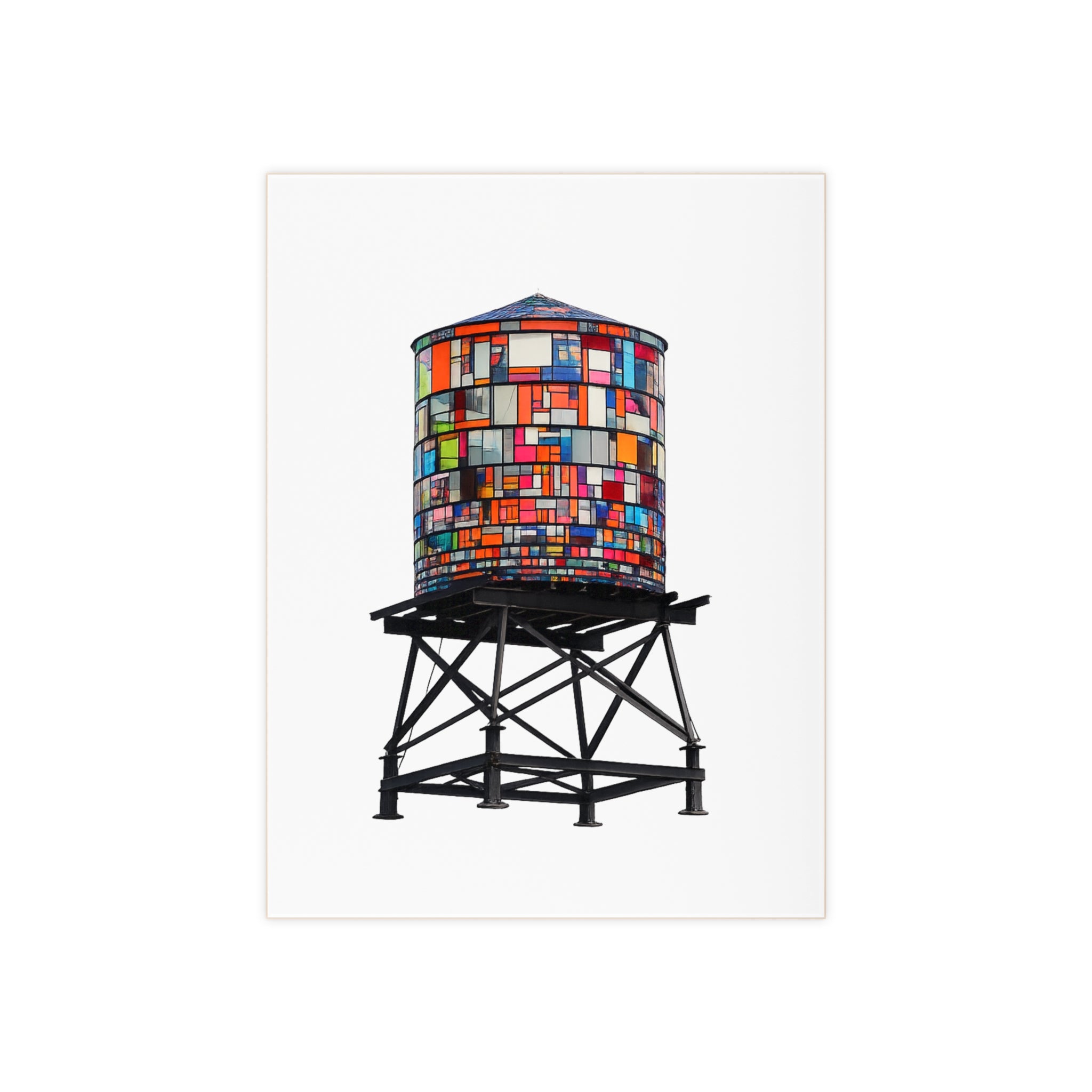 DUMBO Brooklyn Colorful Mosaic Water Tower Ceramic Shower Bath Tile 6" x 8"