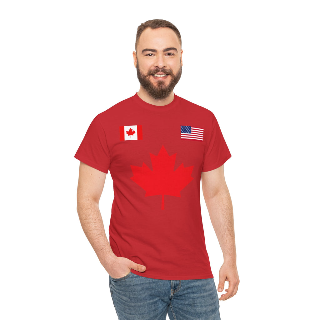 Canadian-American Maple Leaf Soccer T-Shirt | Canadian Flag Tee