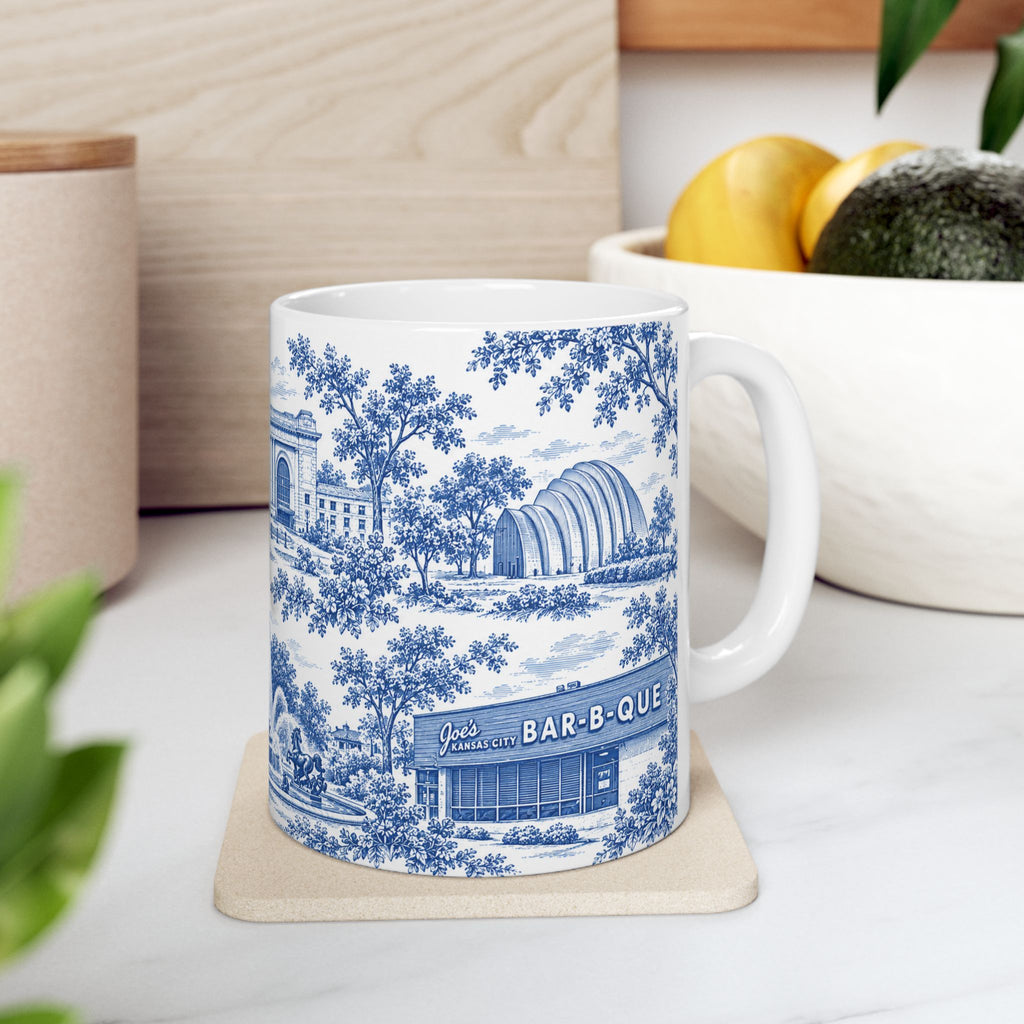 Kansas City Blue Toile de Jouy 11oz Ceramic Mug