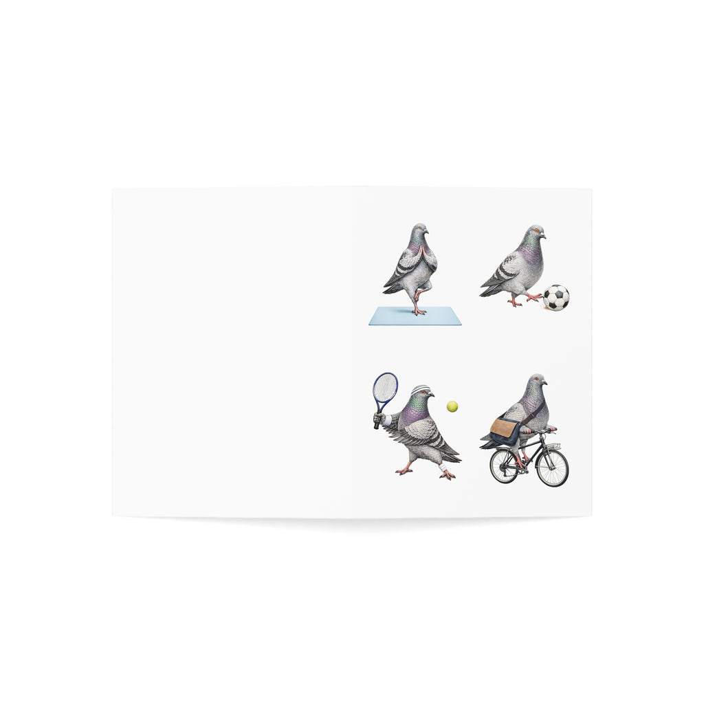 Get Well Soon NYC Pigeon 4.6” x 6.25” Greeting Cards | Pack of 10 Active Lifestyle Well Wishes Bird Lover Card Soccer Tennis Cycling Yoga Card Pack