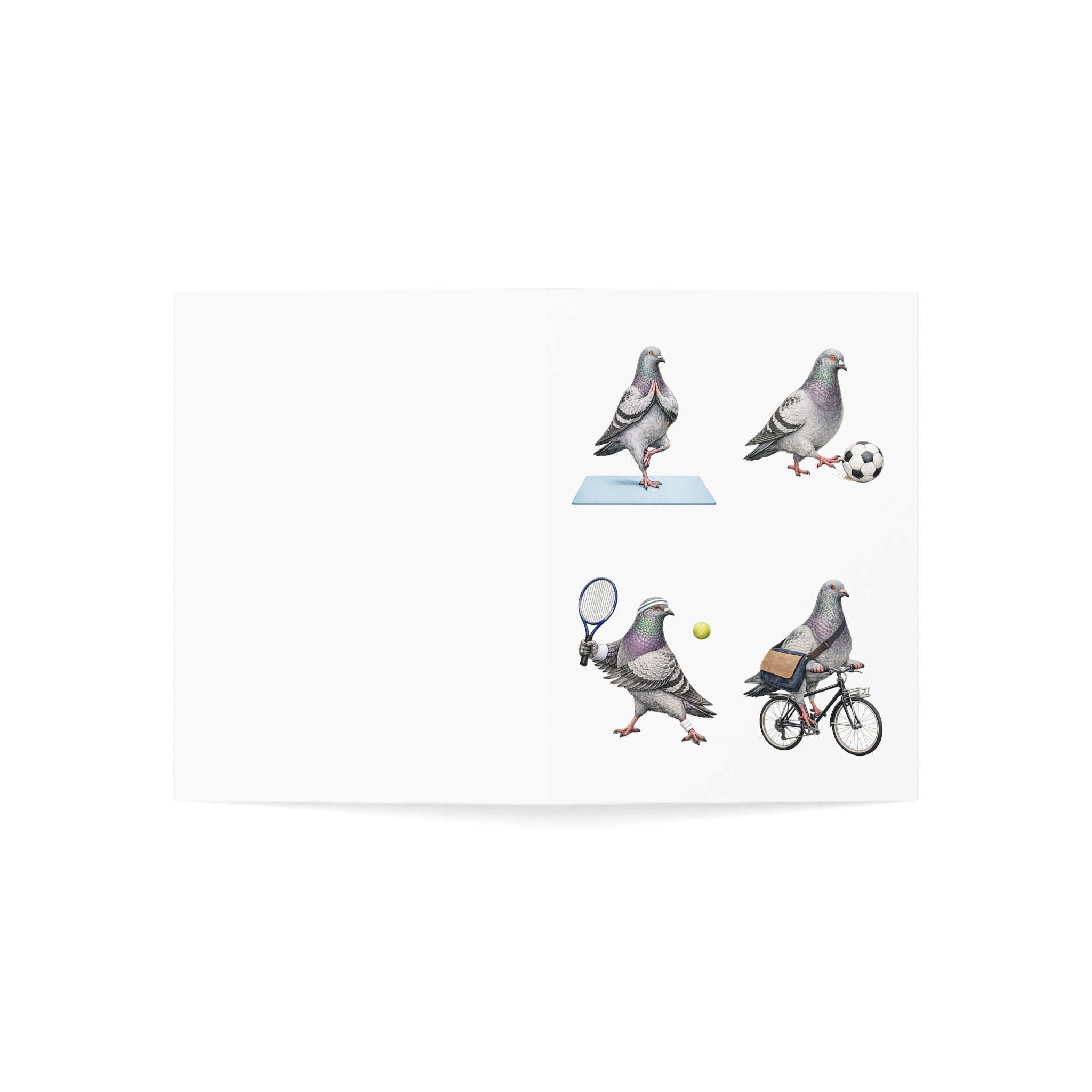 Get Well Soon NYC Pigeon 4.6” x 6.25” Greeting Cards | Pack of 10 Active Lifestyle Well Wishes Bird Lover Card Soccer Tennis Cycling Yoga Card Pack