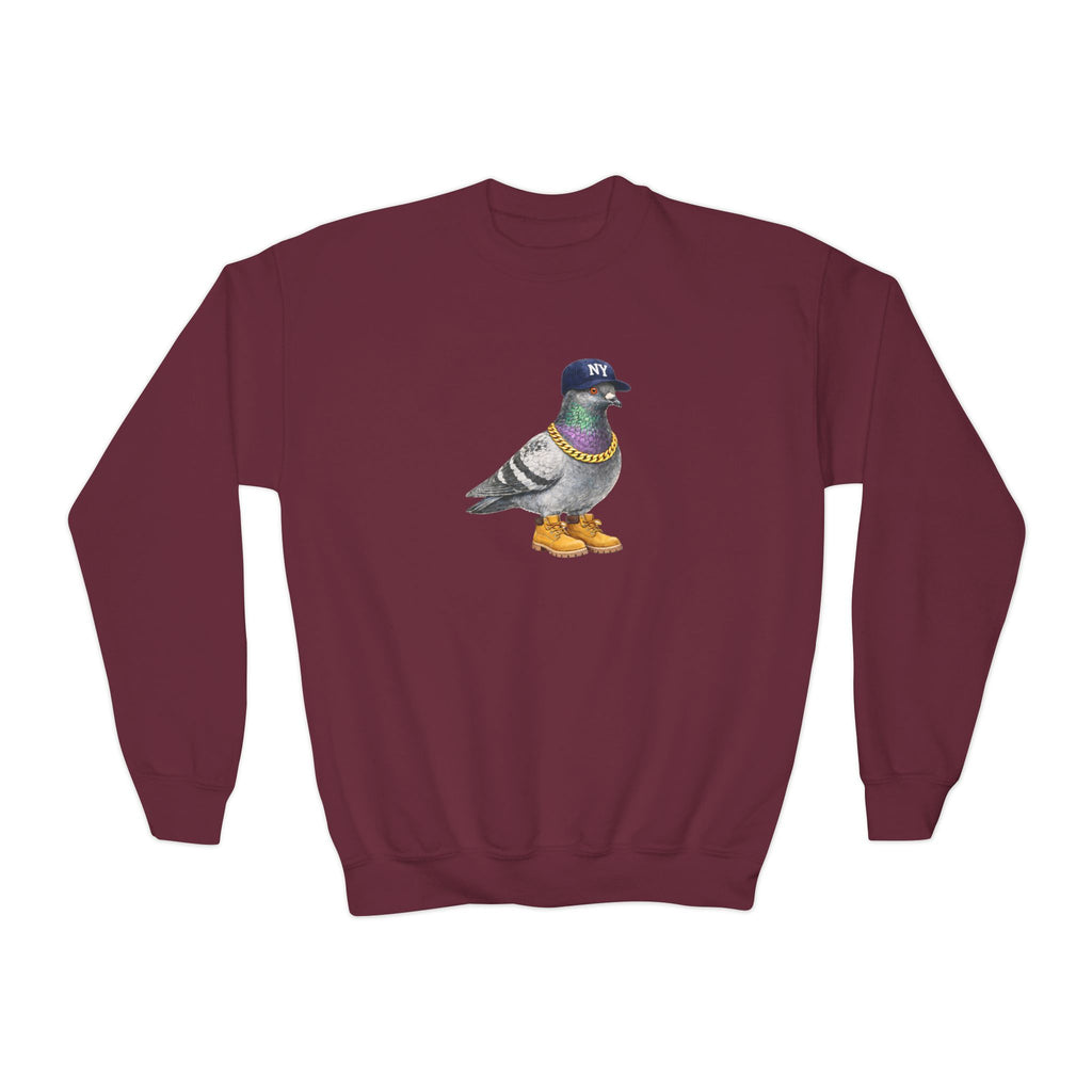 Bronx NYC Pigeon NYC Kids Crewneck Sweatshirt    New York Baseball Fan Bird Lover Childrens Sweater
