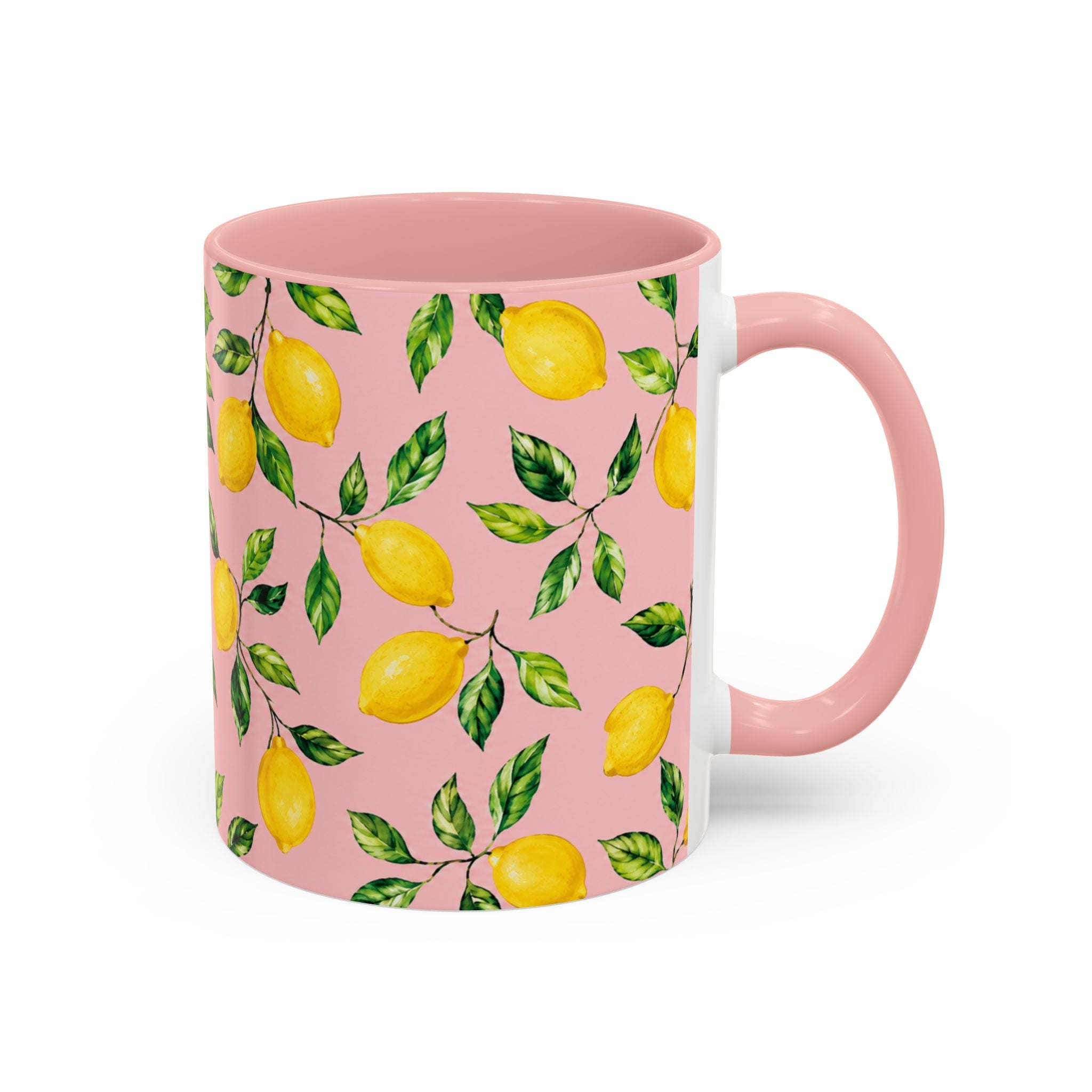 Little Italy Amalfi Pink Lemon Accent Mug — La Dolce Vita Ceramic Kitchen Mug (11oz)