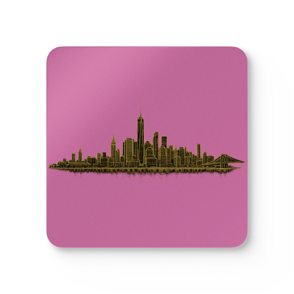 Downtown Manhattan Skyline Coasters | Art Deco New York City Skyline Cork Back Coaster Set of 4