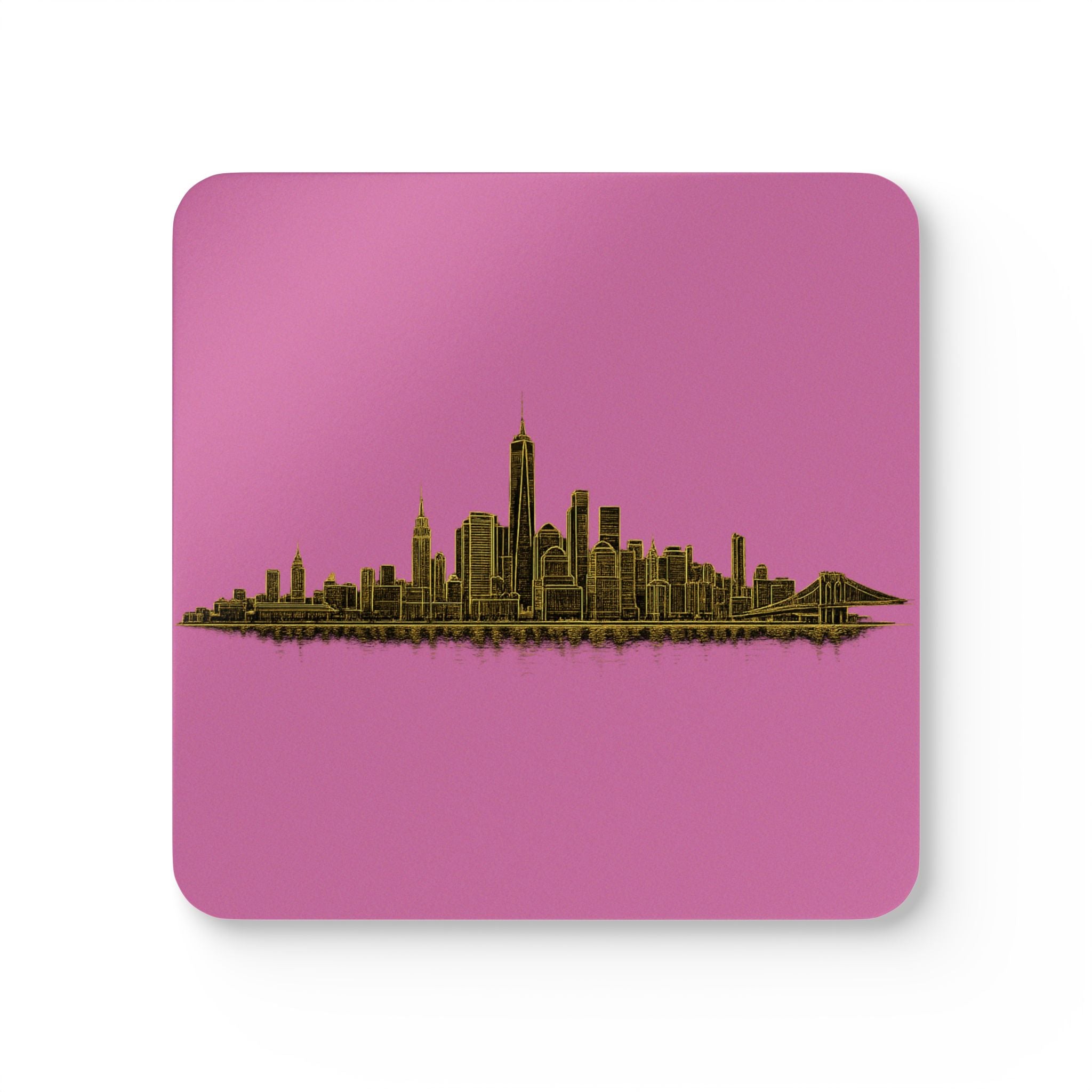 Downtown Manhattan Skyline Coasters | Art Deco New York City Skyline Cork Back Coaster Set of 4