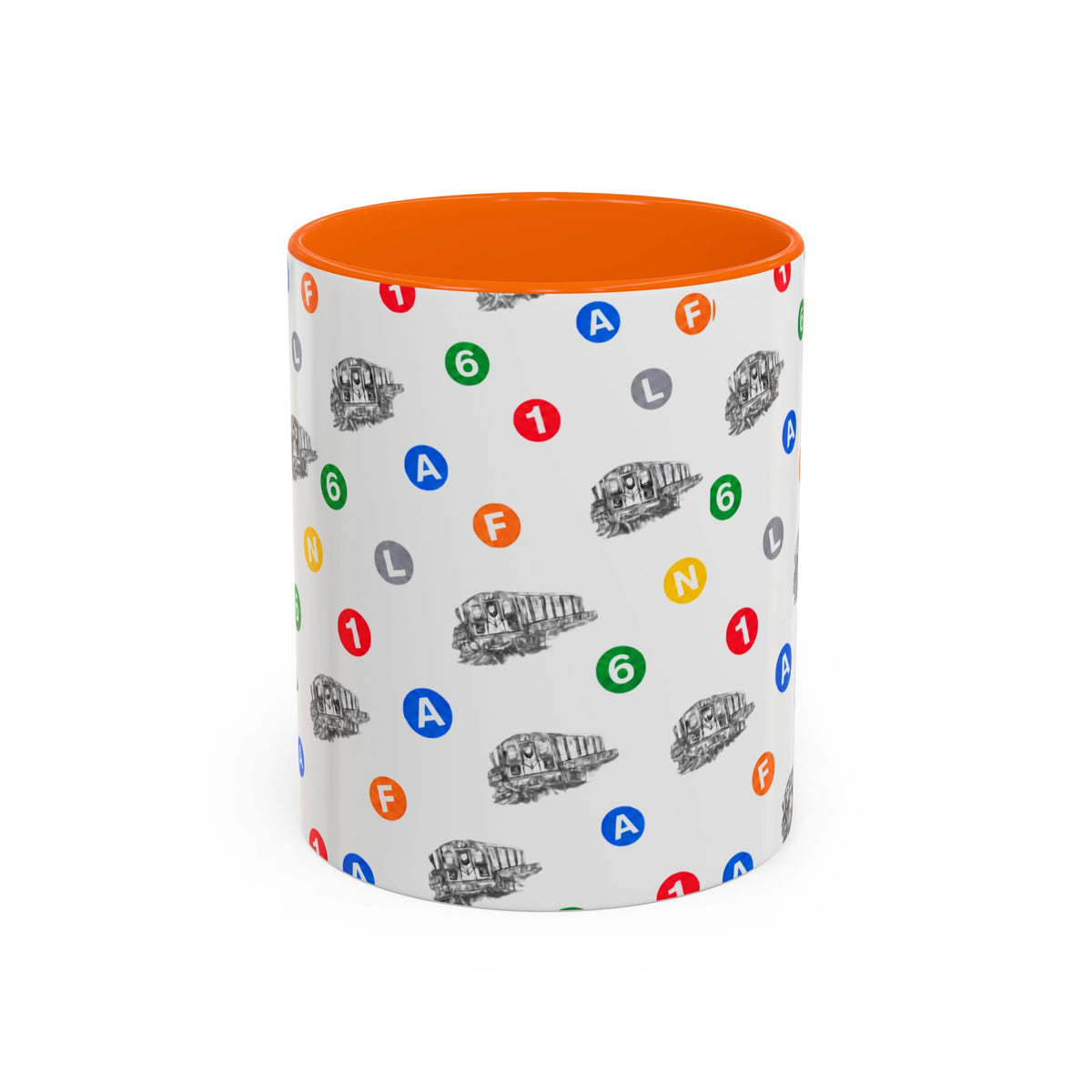 New York Subway Train Transit Icons Mug | NYC Metro Subway Pattern Accent Coffee Tea Mug 11oz