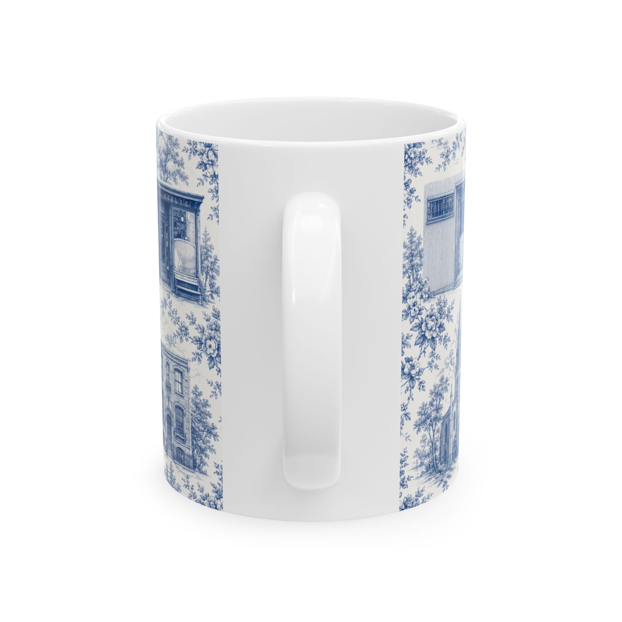 Cobble Hill Blue Toile de Jouy Mug | NYC Chinoiserie Ceramic Coffee Cup