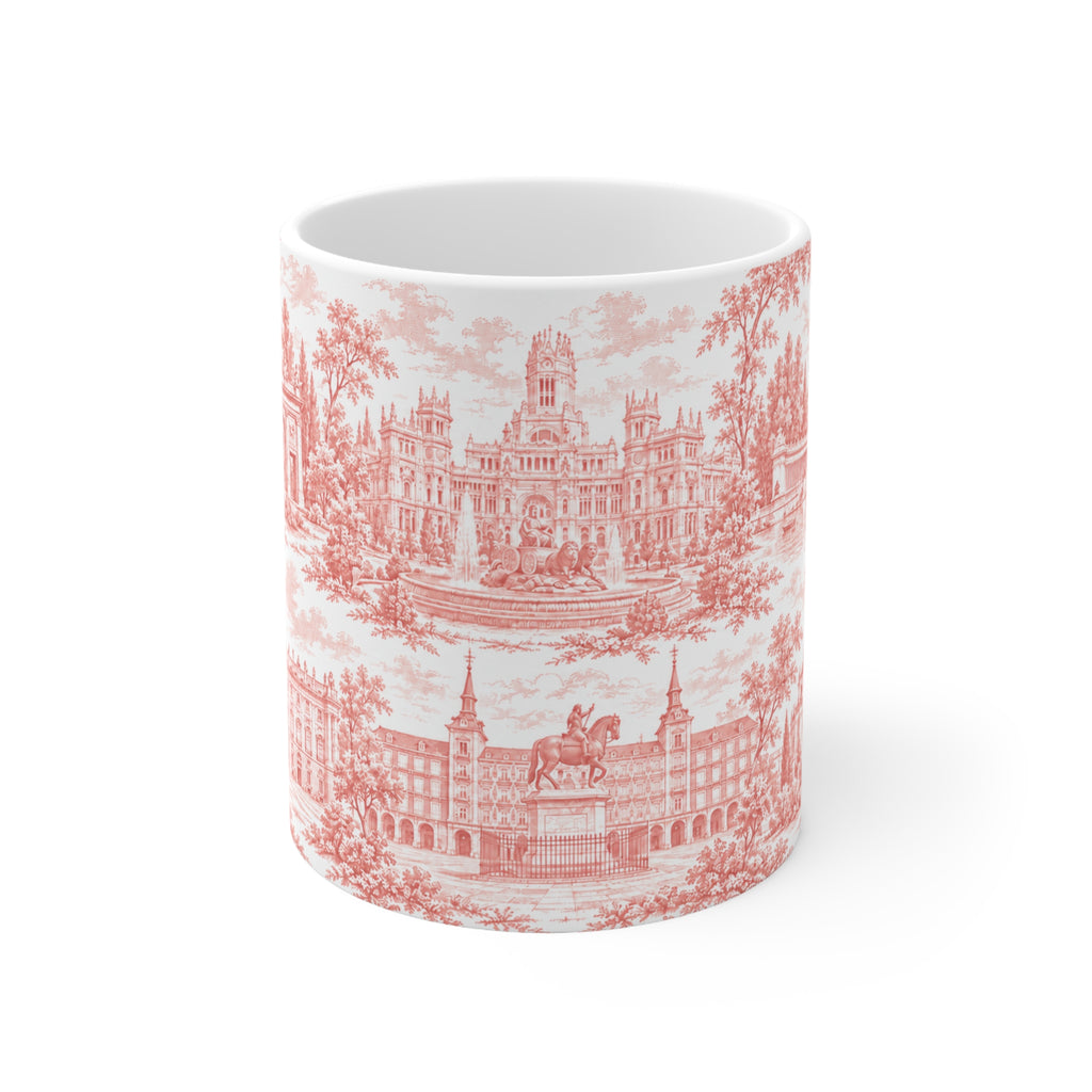 Madrid Red Toile de Jouy Ceramic Mug — (11oz; Ships from Europe)