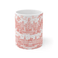 Madrid Red Toile de Jouy Ceramic Mug — (11oz; Ships from Europe)