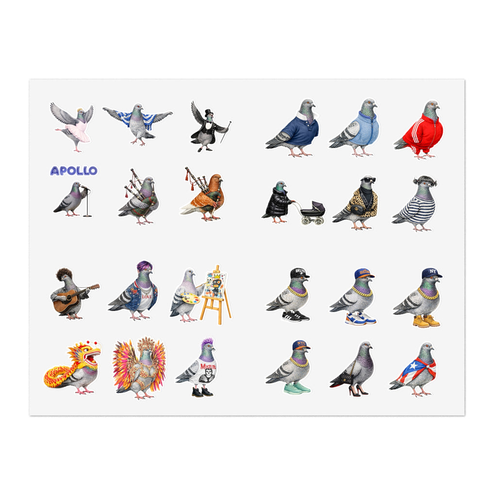 NYC Pigeon Sticker Sheet —24 Cute New York Bird Decals