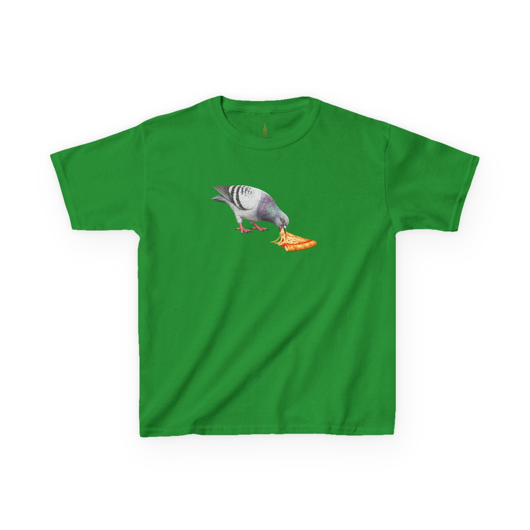 Customizable Little Italy NYC Pigeon Kid Pizza Tee —  Cute Bird Pizza Lover T-Shirt for Children