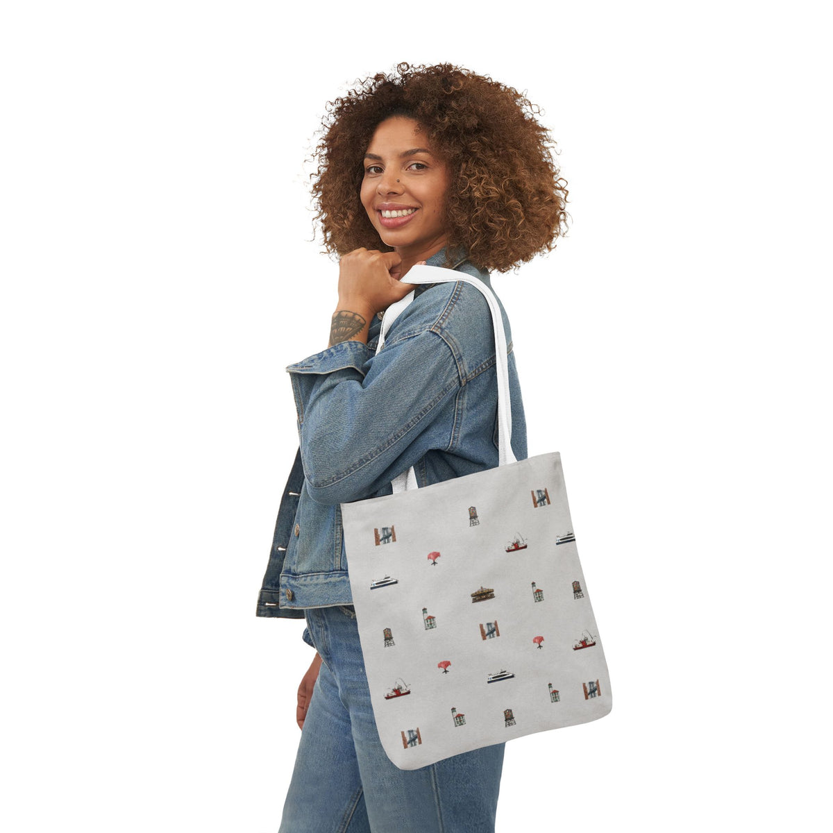 Icons of DUMBO Canvas Tote — Illustrated Miniature Brooklyn Icons Tote Bag