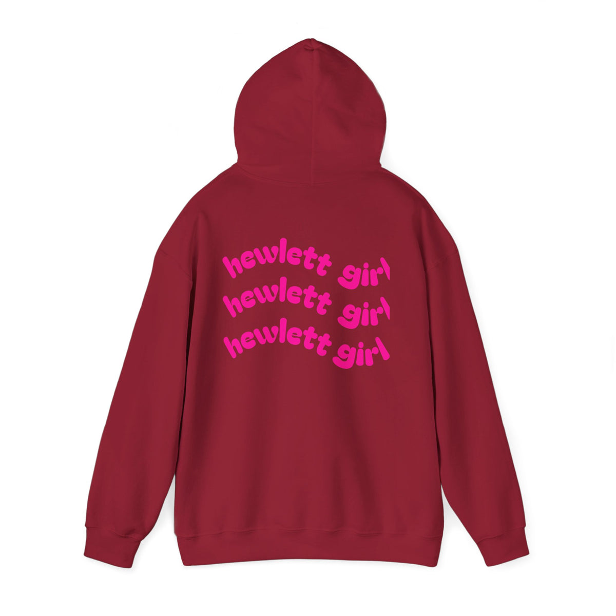 Hewlett Girl Hoodie – Retro Pink Wave Back Print Hooded Sweatshirt