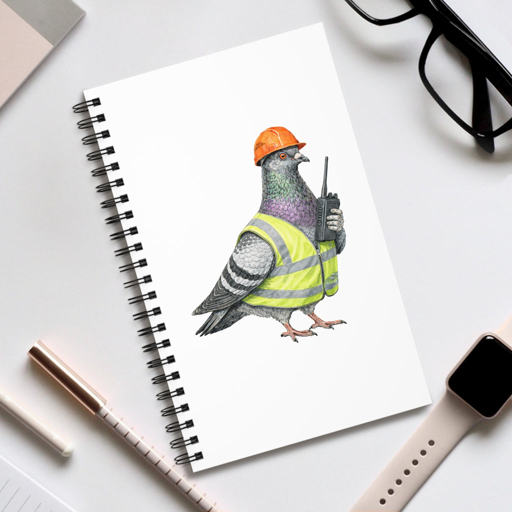 Customizable Red Hook NYC Pigeon Spiral Journal | Dock Worker Construction Bird Lovers Notebook