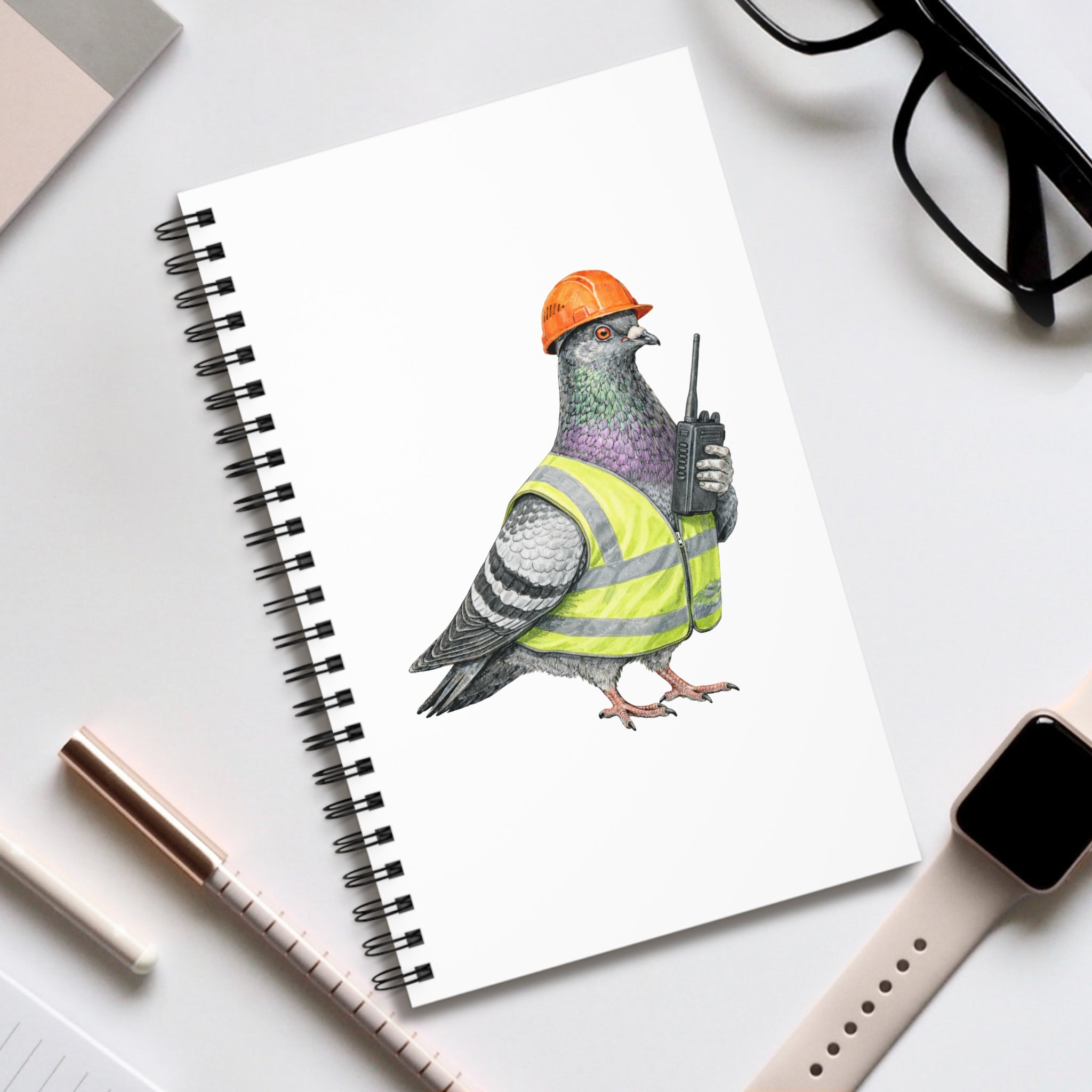 Customizable Red Hook NYC Pigeon Spiral Journal | Dock Worker Construction Bird Lovers Notebook