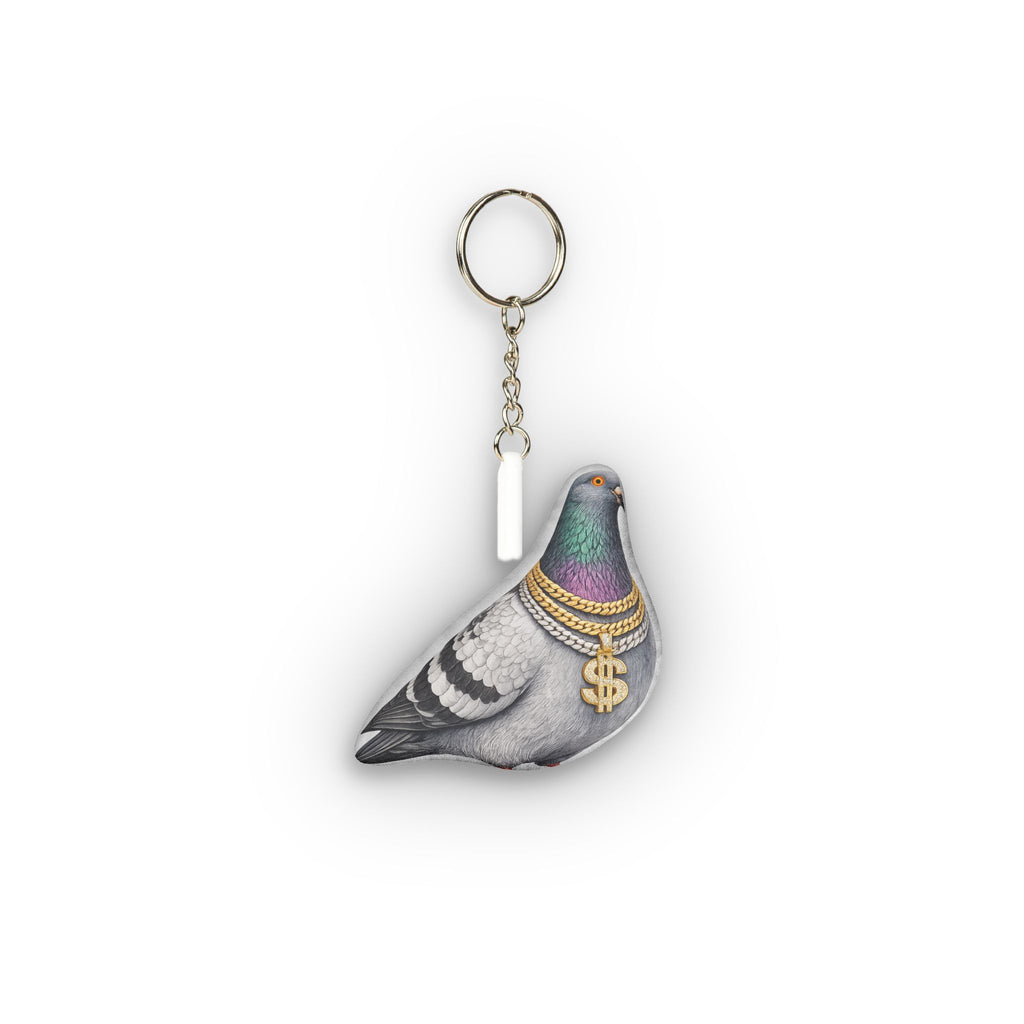 Llavero de peluche mini de paloma del Distrito del Diamante de Nueva York | Colgante de bolso de peluche para amantes de las aves joyeros bling