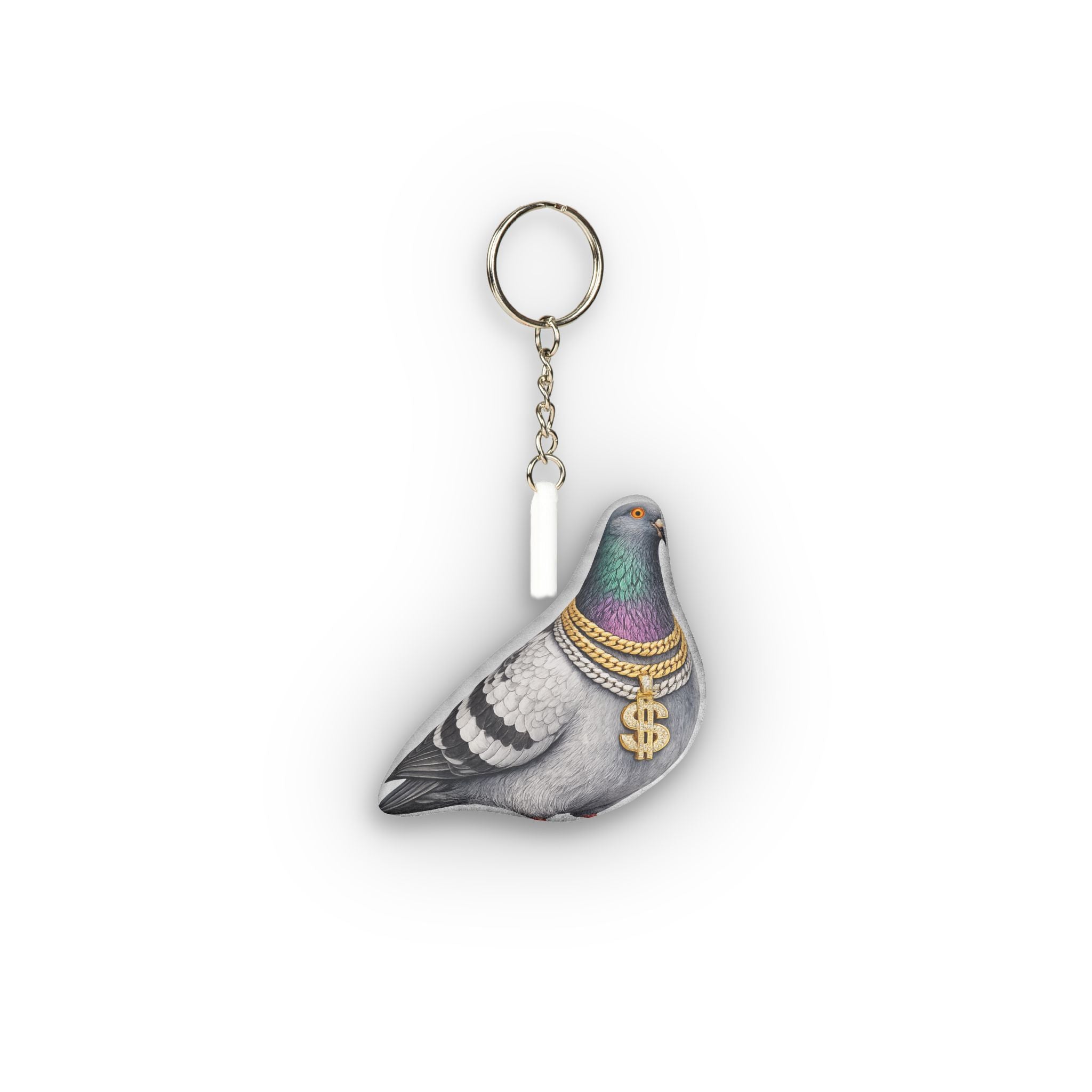 Diamond District NYC Pigeon Mini Plush Keychain | Bling Jeweler Bird Lovers Plushie Bag Charm